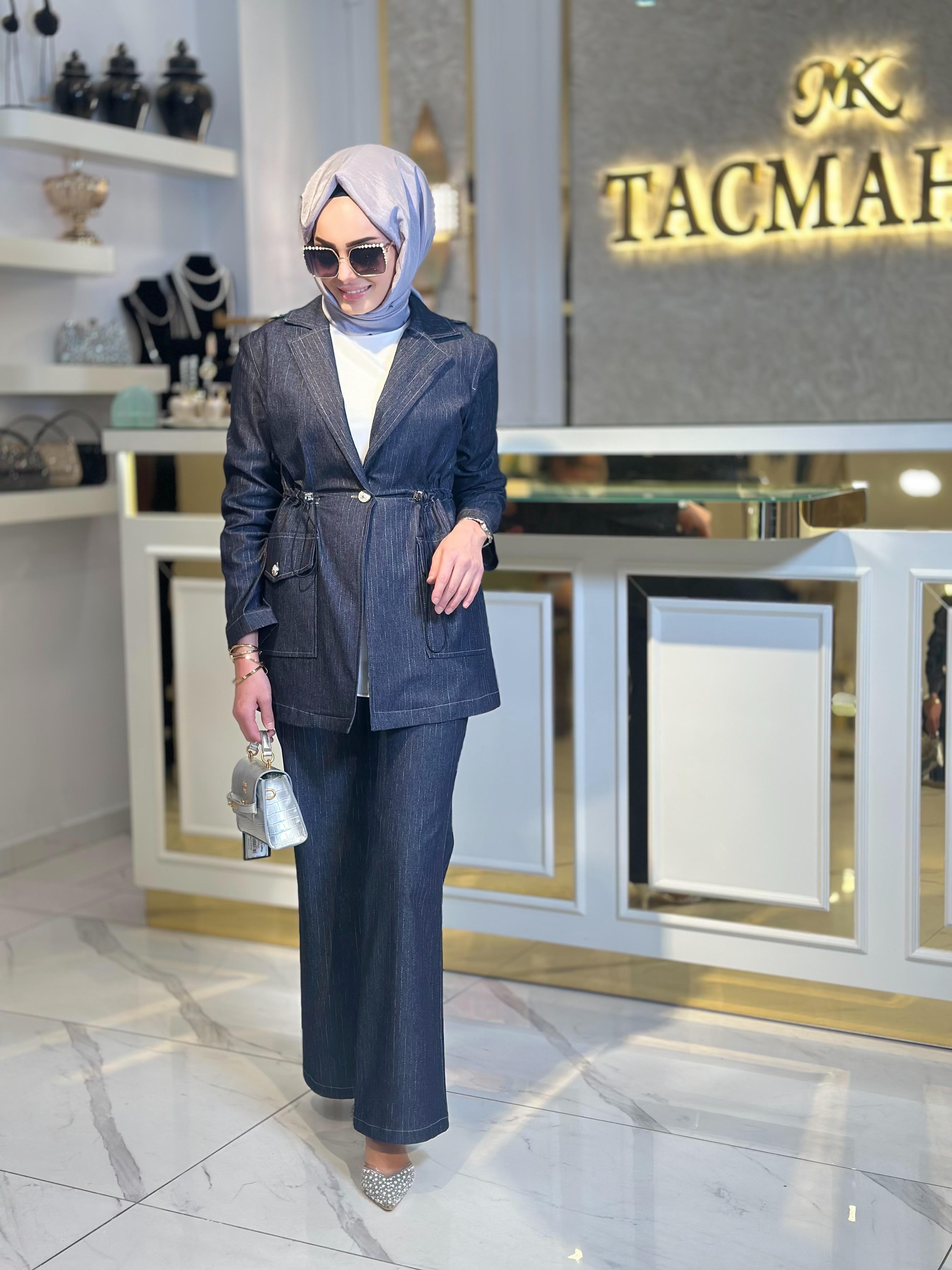 Çizgili Kot Takım-Tac 25008