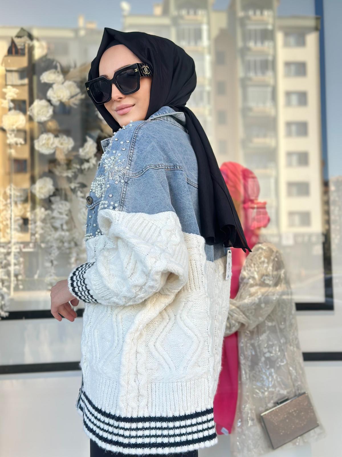 Örgü Det.İthal Kot Ceket-Tac 95138