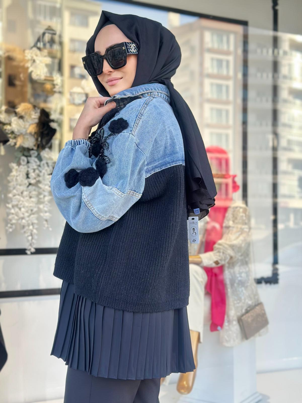 Güllü İthal Boomber Kot Ceket-Tac 95139