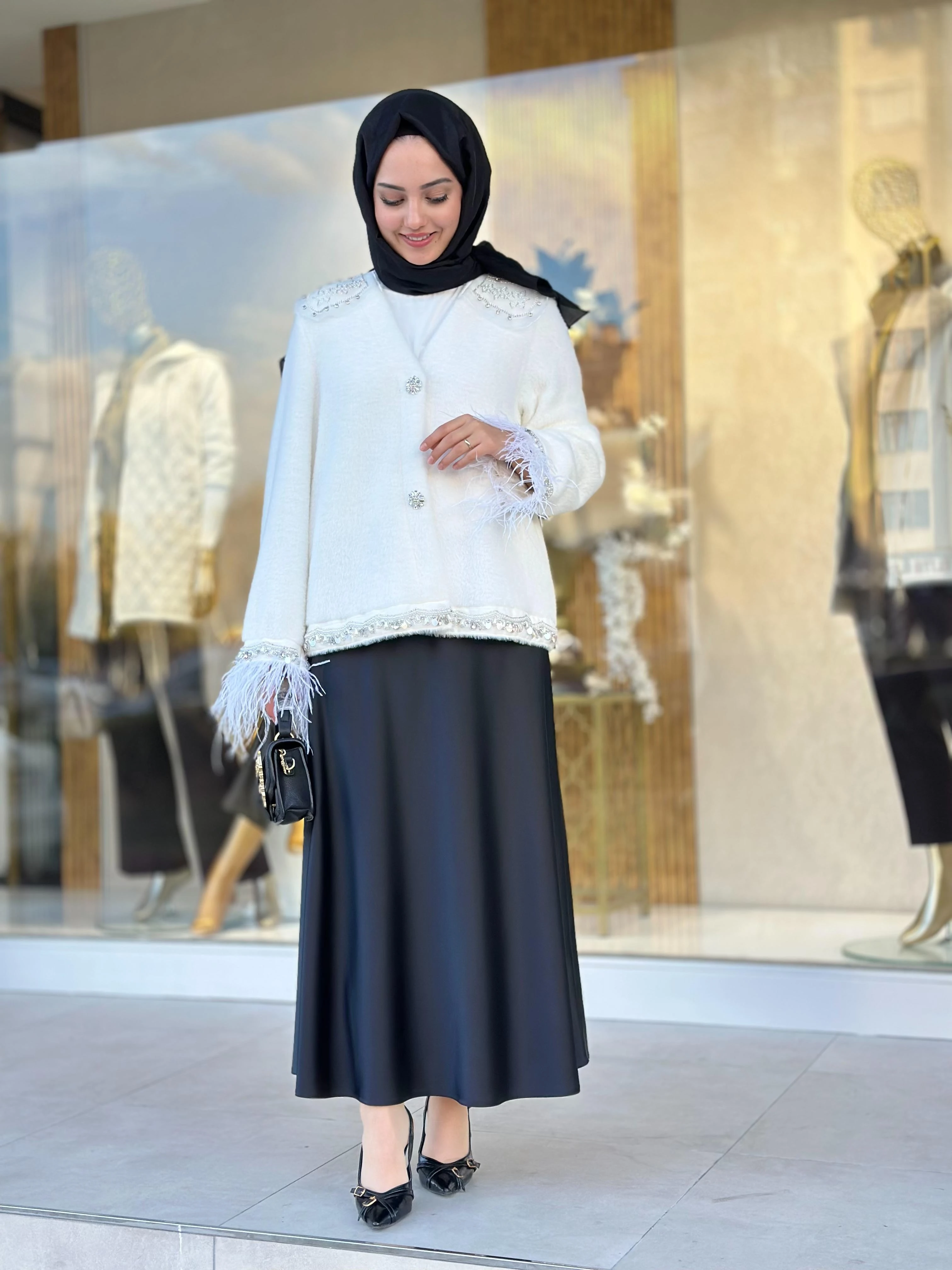 Kolları Tüylü Taşlı Angora-Tac 6020