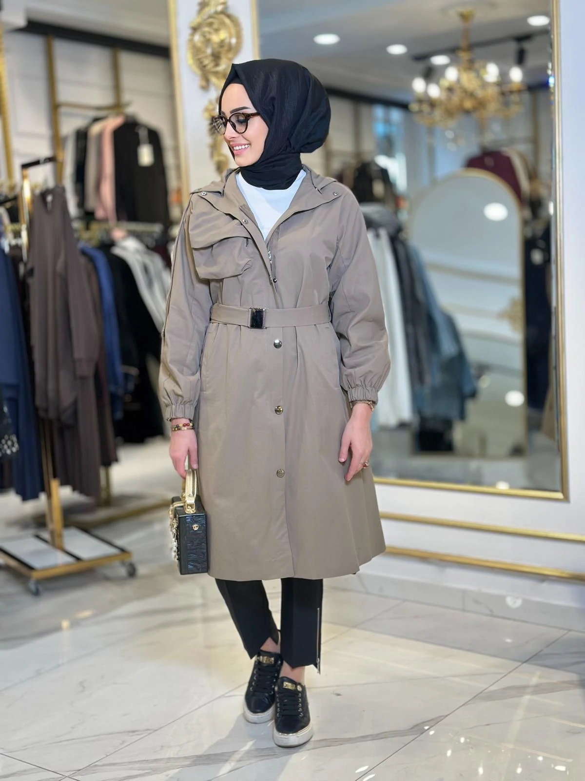 Cep Det. Kapşonlu Trenç-Tac 7968