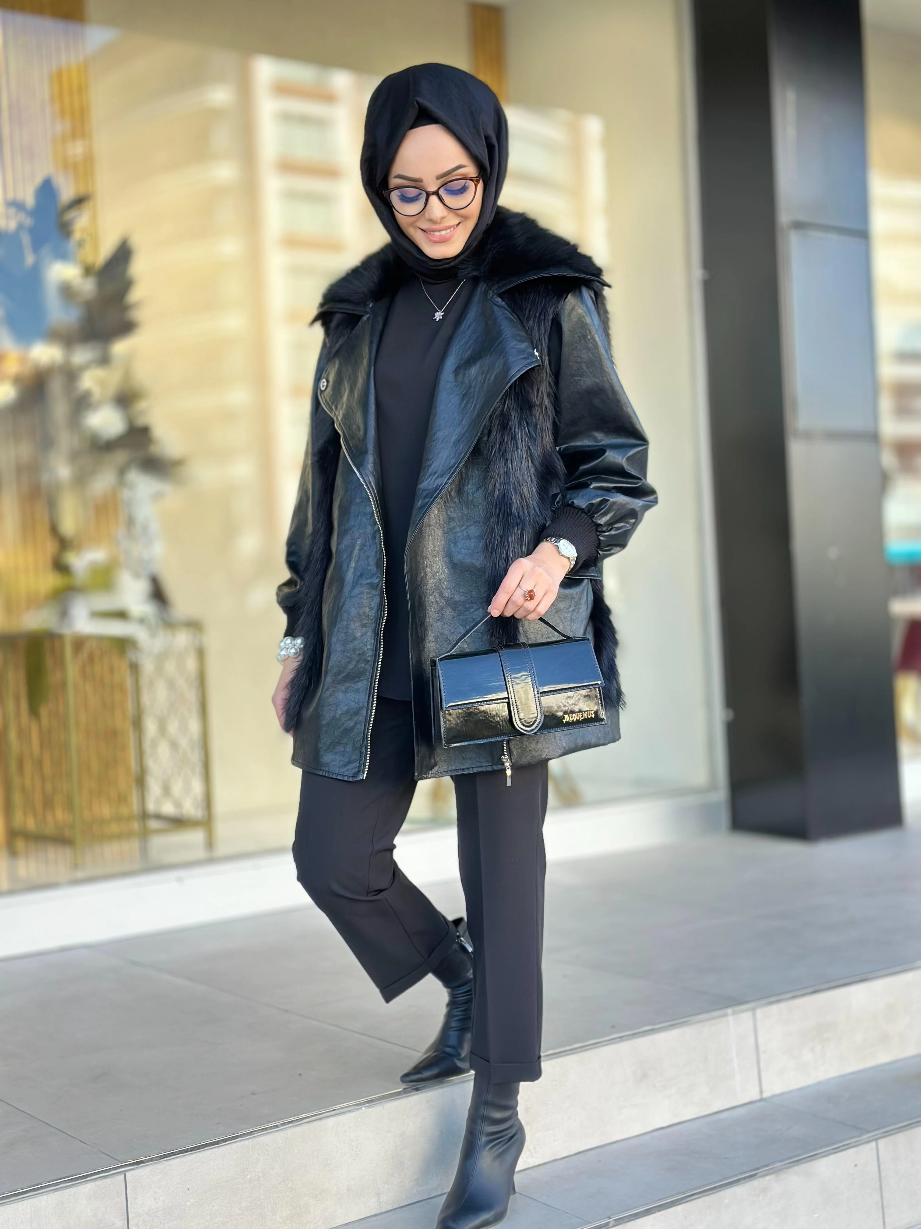 Kürklü Derili Kaban-Tac 7932