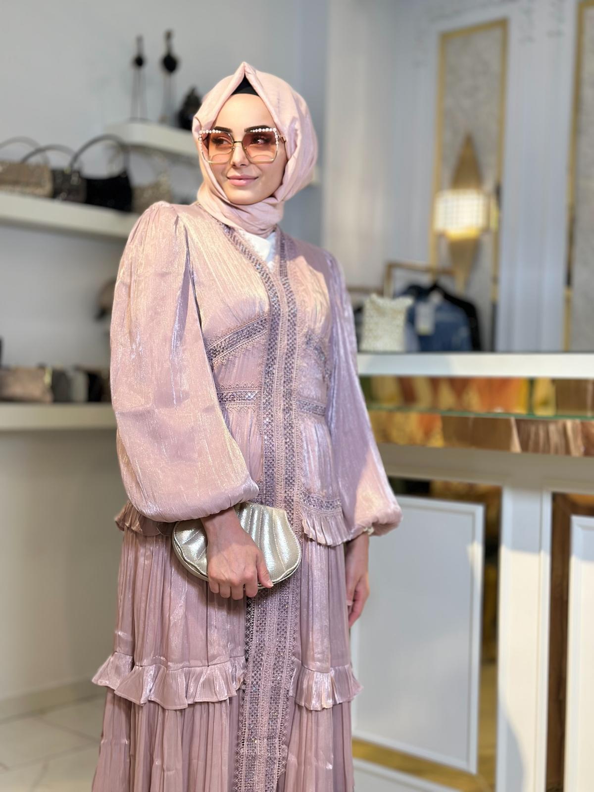 Taşlı Kat Kat Elbise-Tac 10002