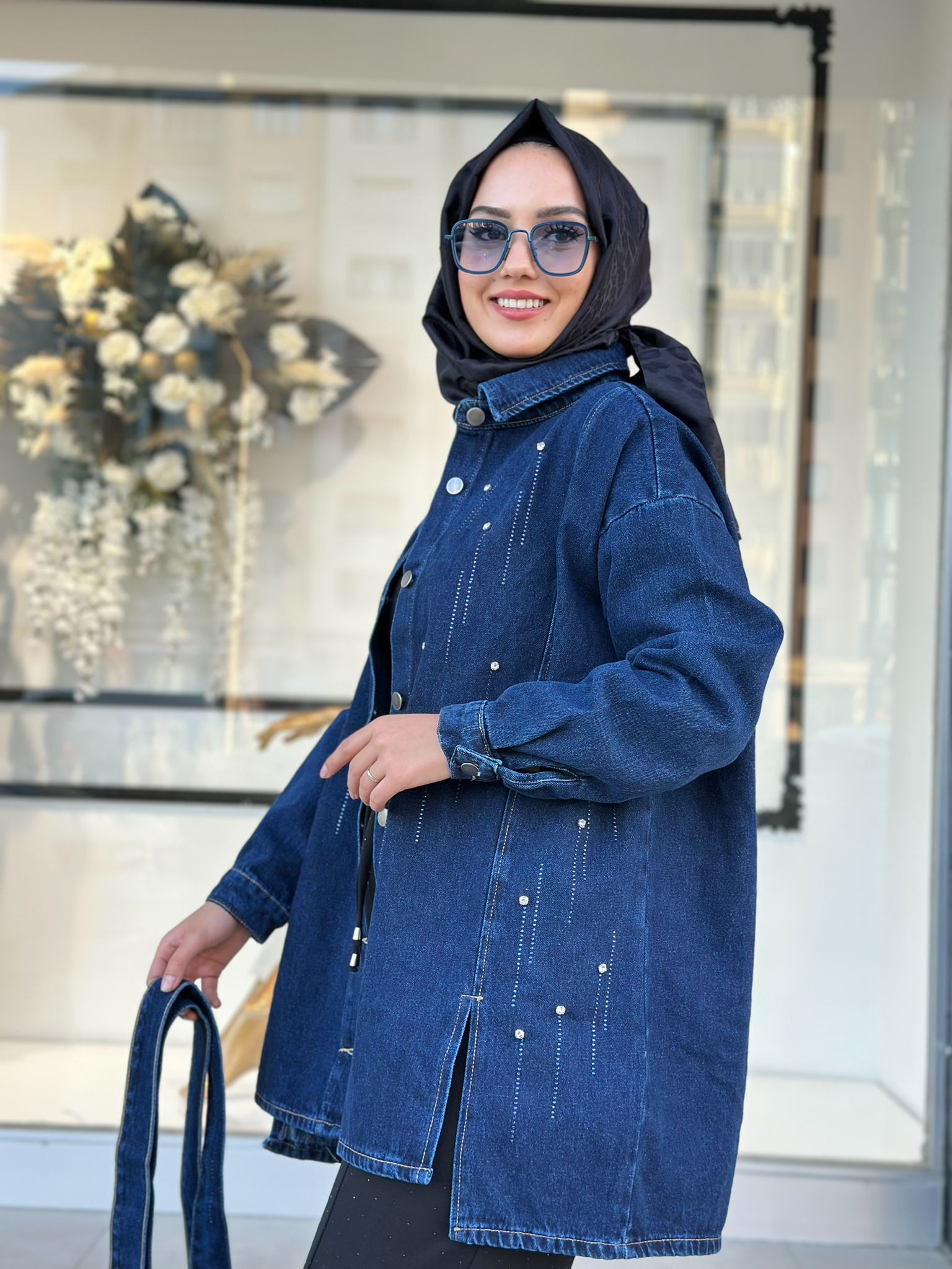 Taşlı Kot Ceket-Tac 1520