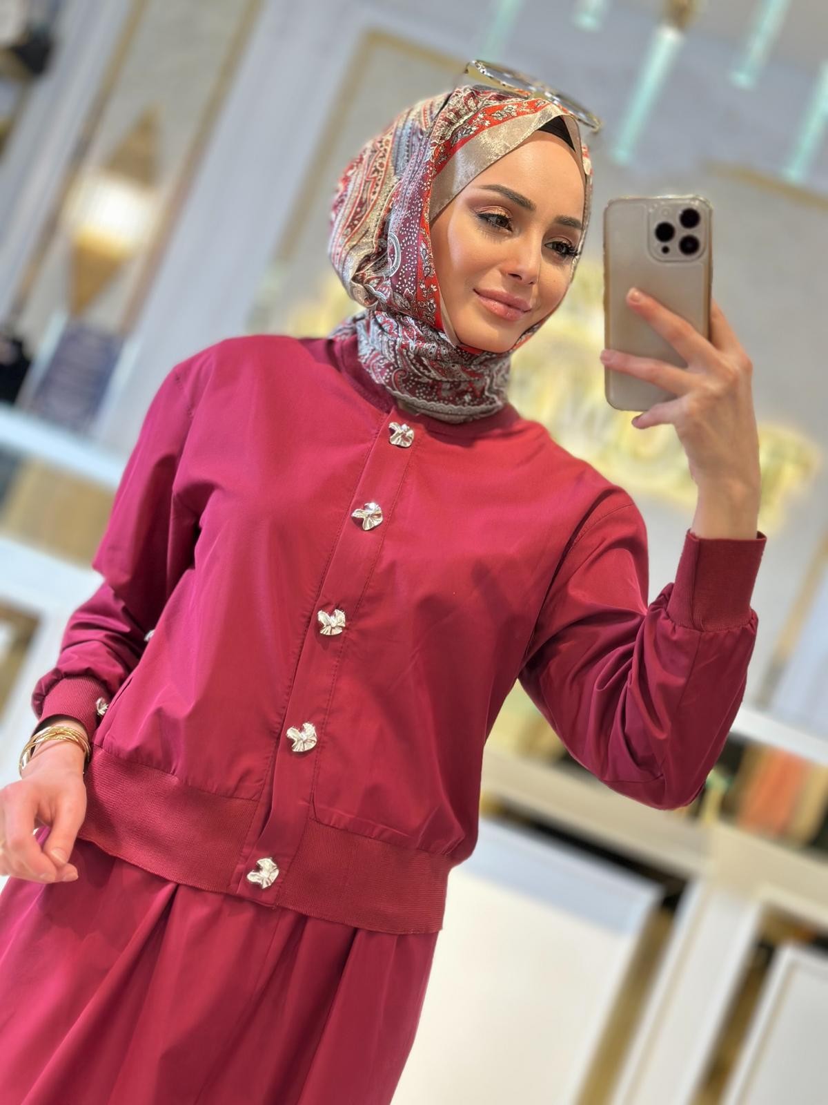 Düğmeli Ribanalı Takım-Tac 1428