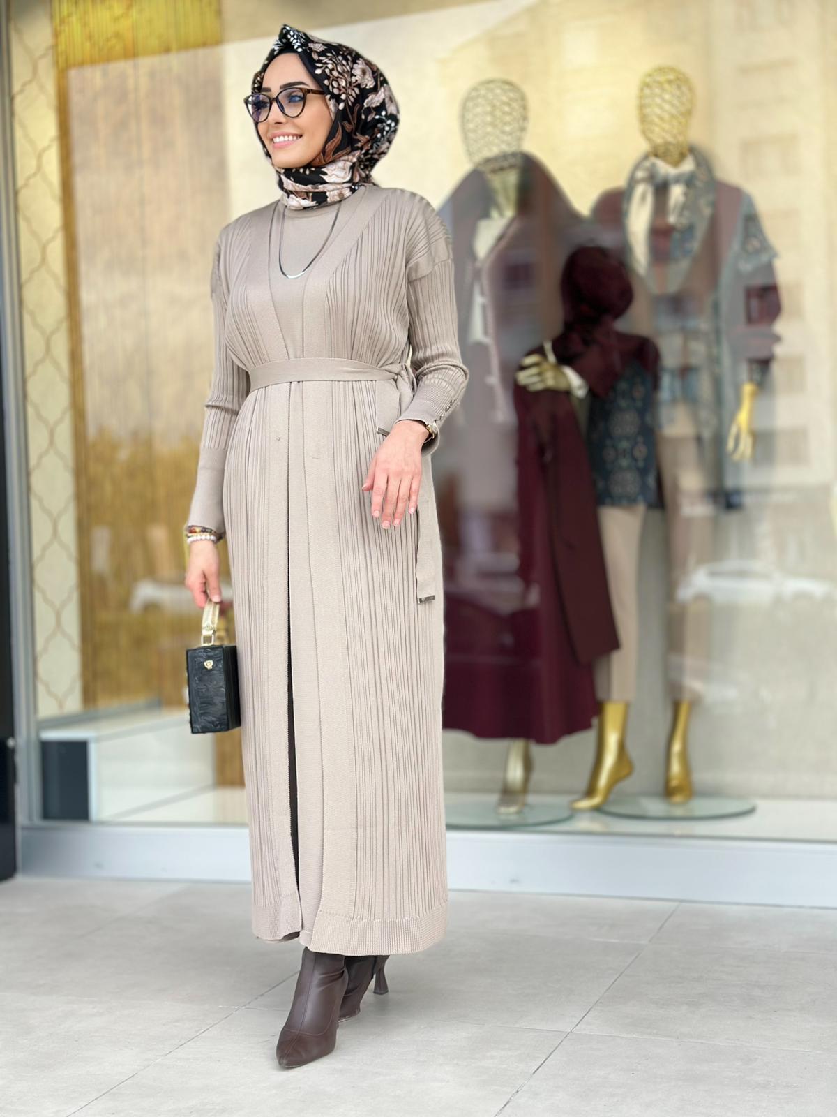 İkili Triko Elbise-Tac 6112 - İNDİGO