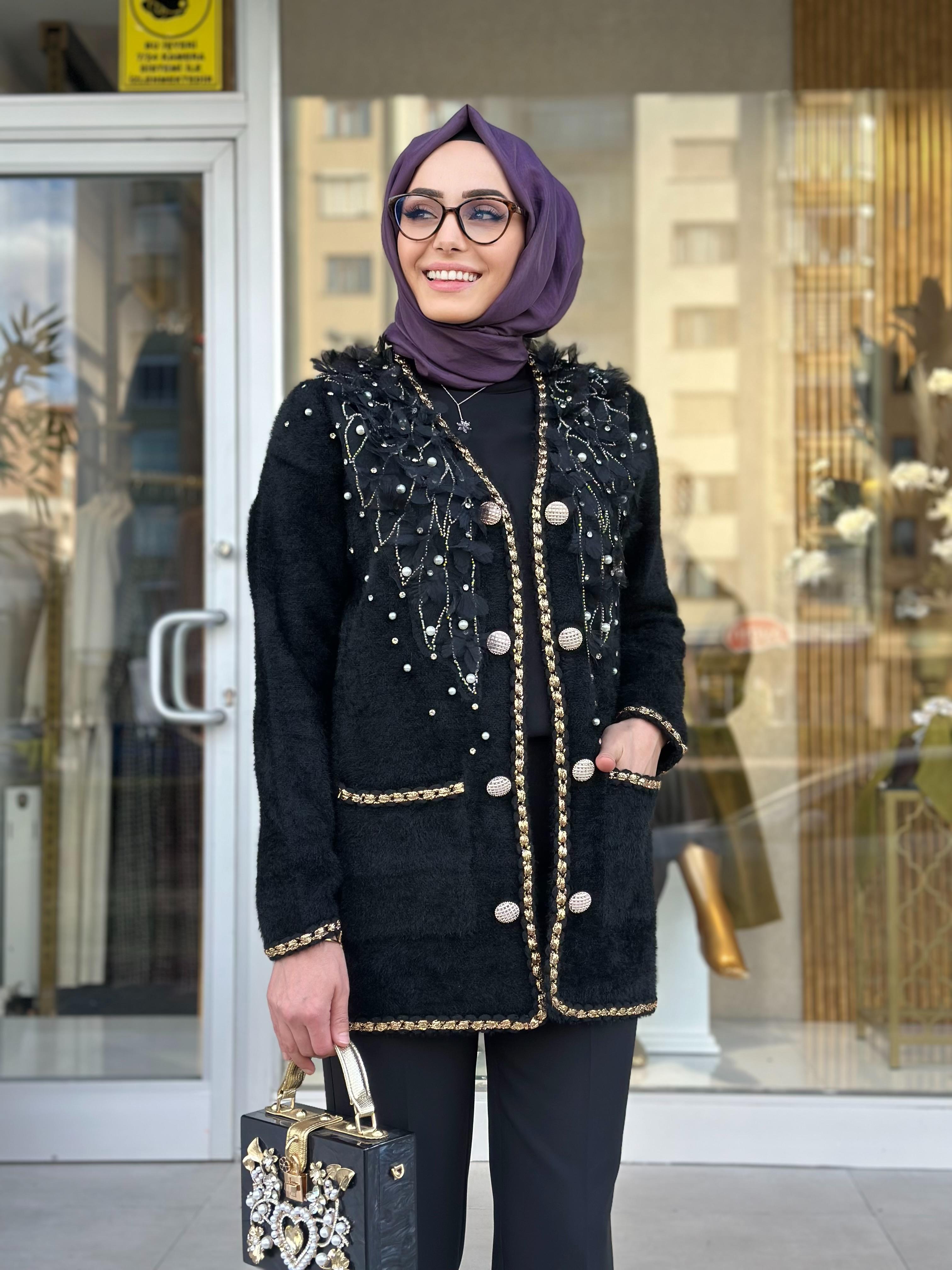 Maya Kaşmir Ceket-Tac 6003 - SİYAH