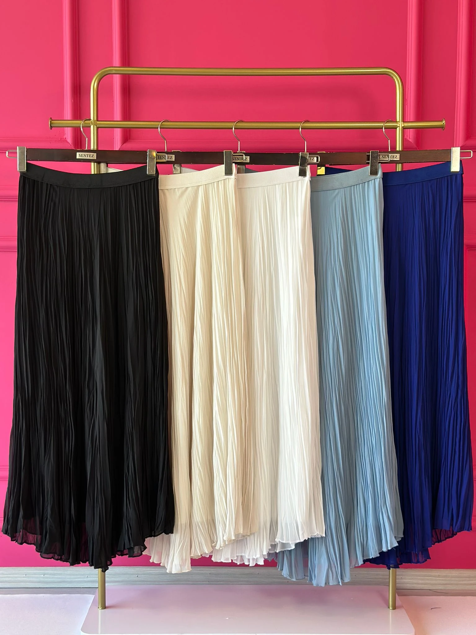 Şifon Kırıştırma Etek-Tac 5432 - SİYAH