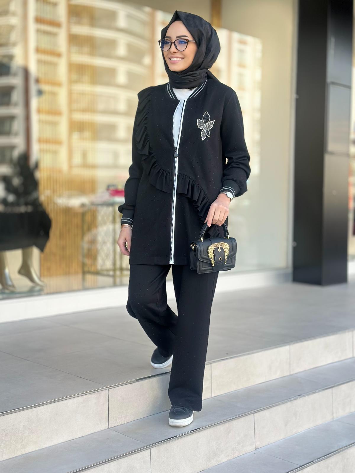 Taş Fırfırlı Takım-Tac 8854 - SİYAH