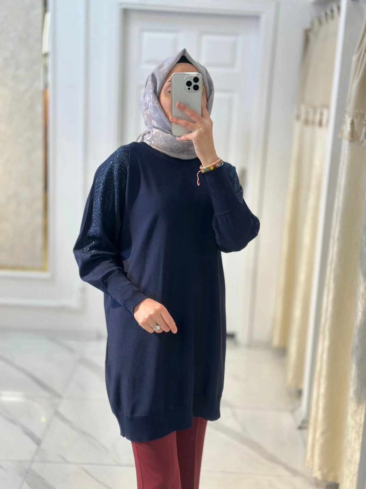 Omuz Taş Baskılı Rayon Tunik-Tac 21720