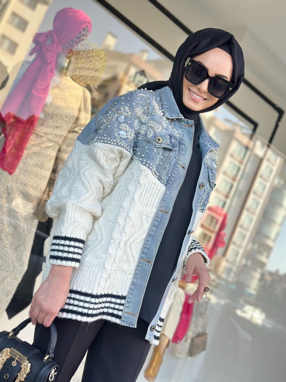 Örgü Det.İthal Kot Ceket-Tac 95138