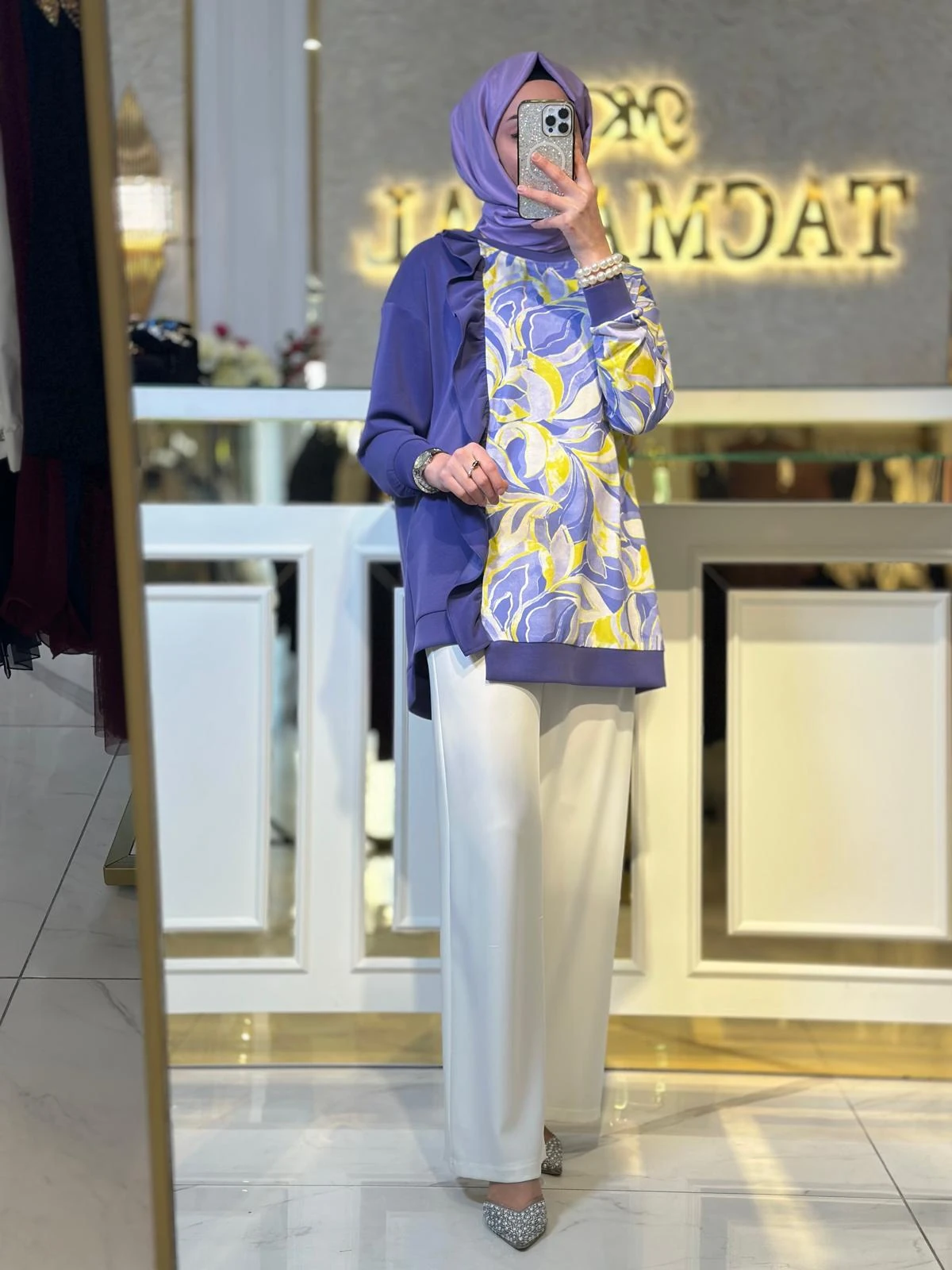 Desenli Yan Fırfırlı Tunik-Tac 2076