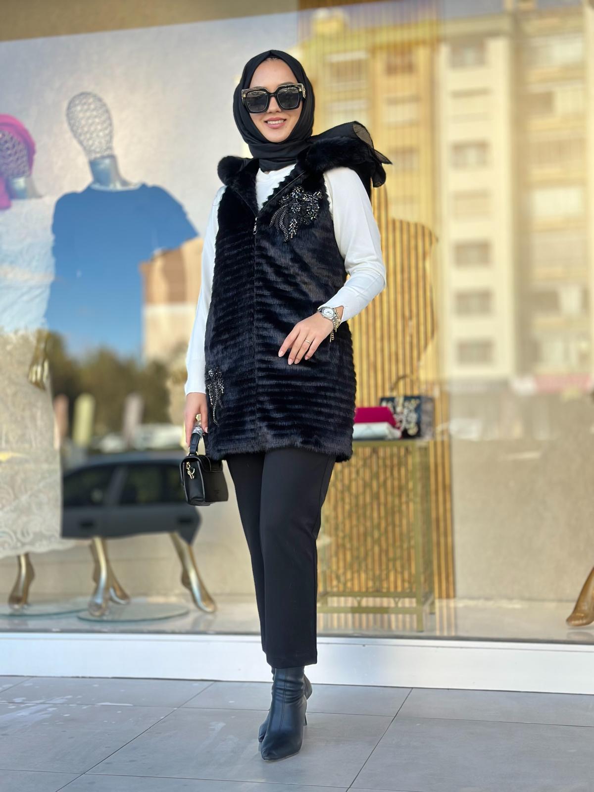 Taş Det.Angora Yelek-Tac 2935