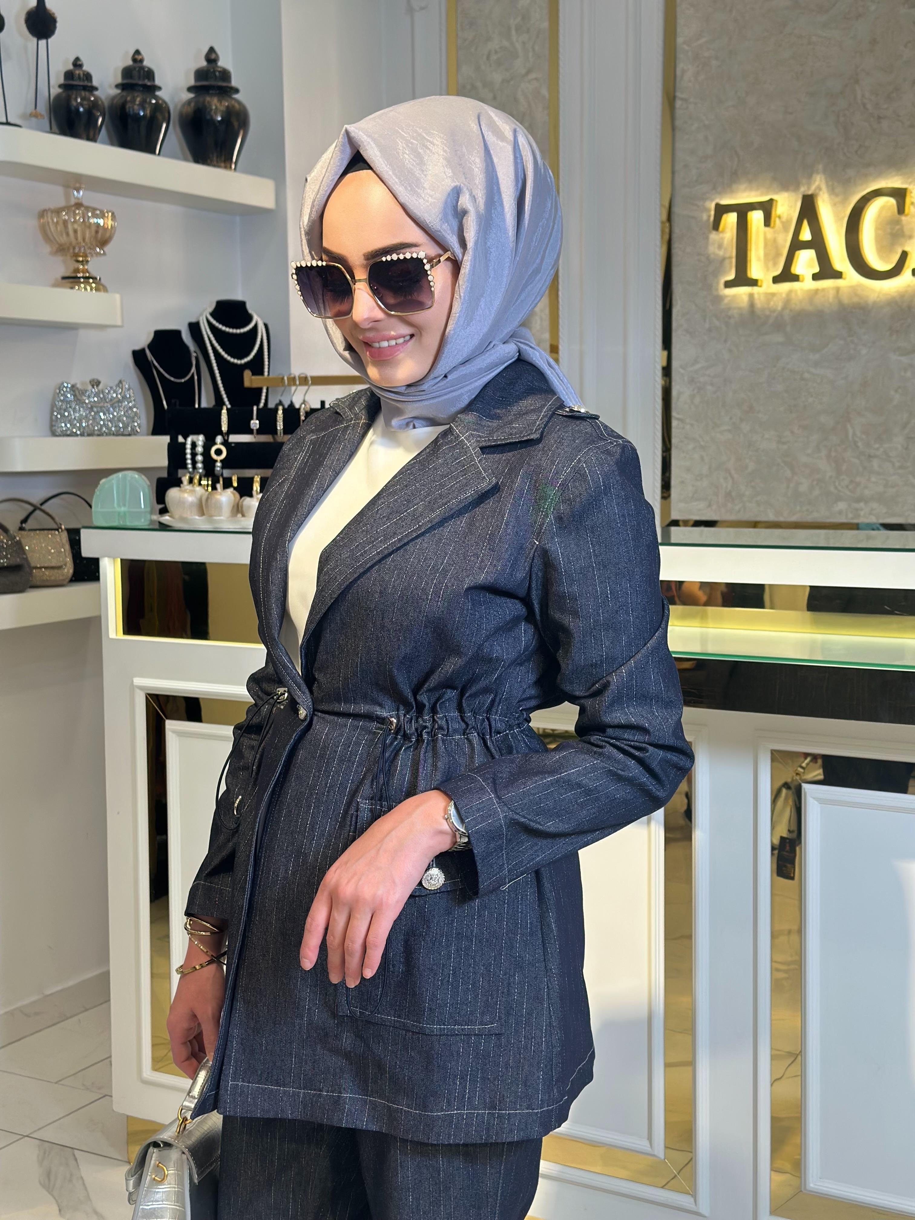 Çizgili Kot Takım-Tac 25008