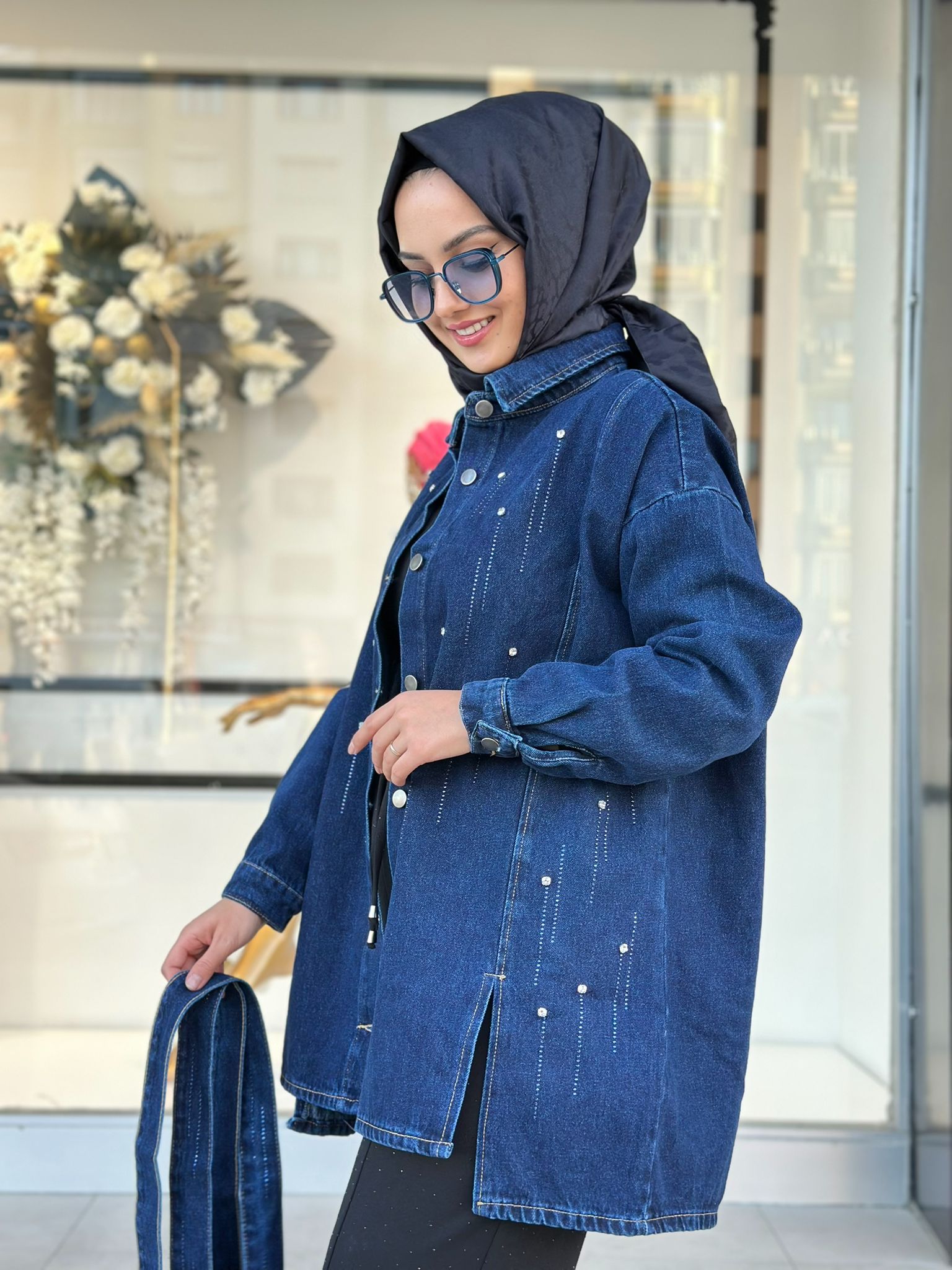 Taşlı Kot Ceket-Tac 1520