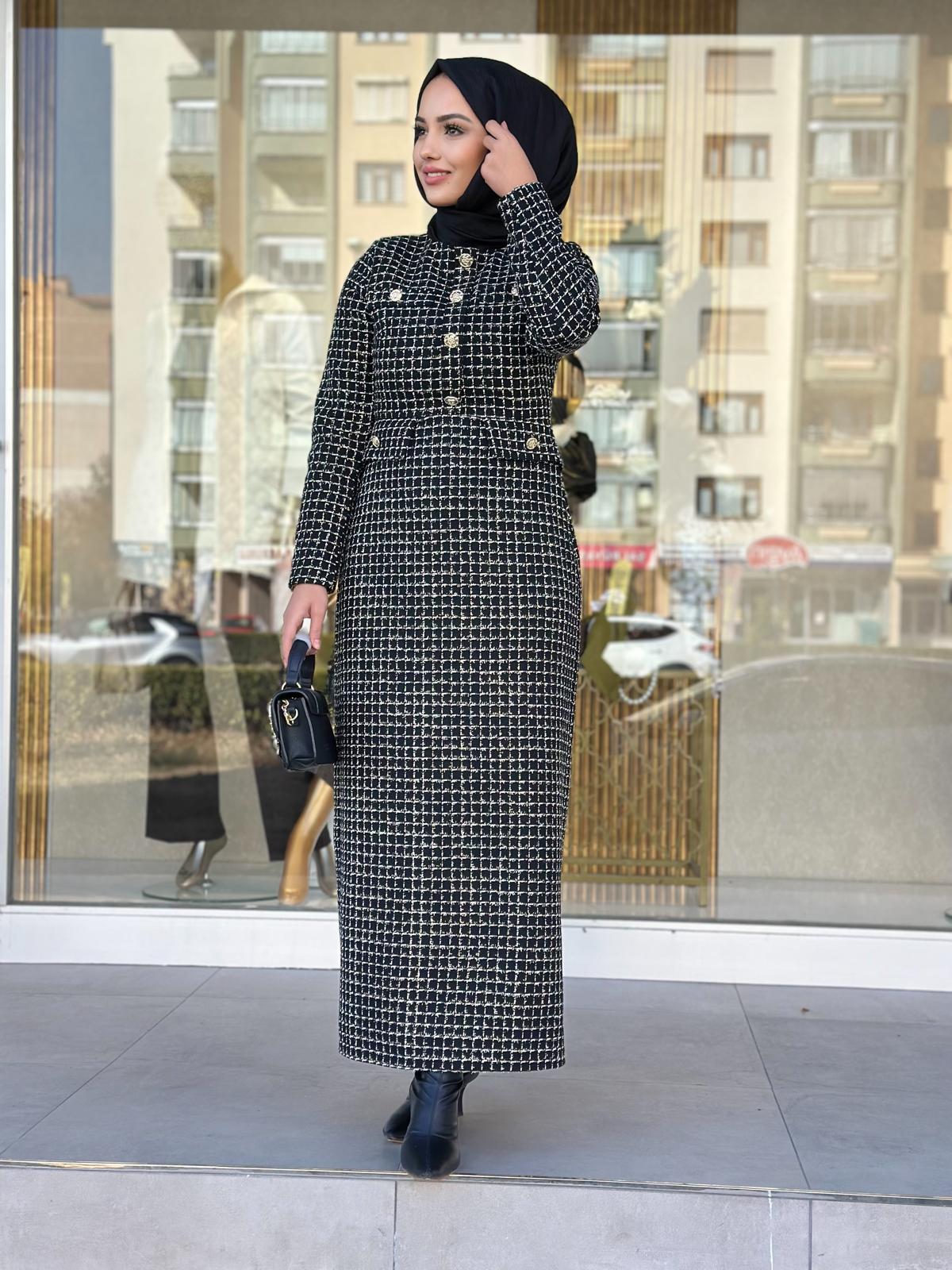 Kareli Tüvit Elbise-Tac 54001