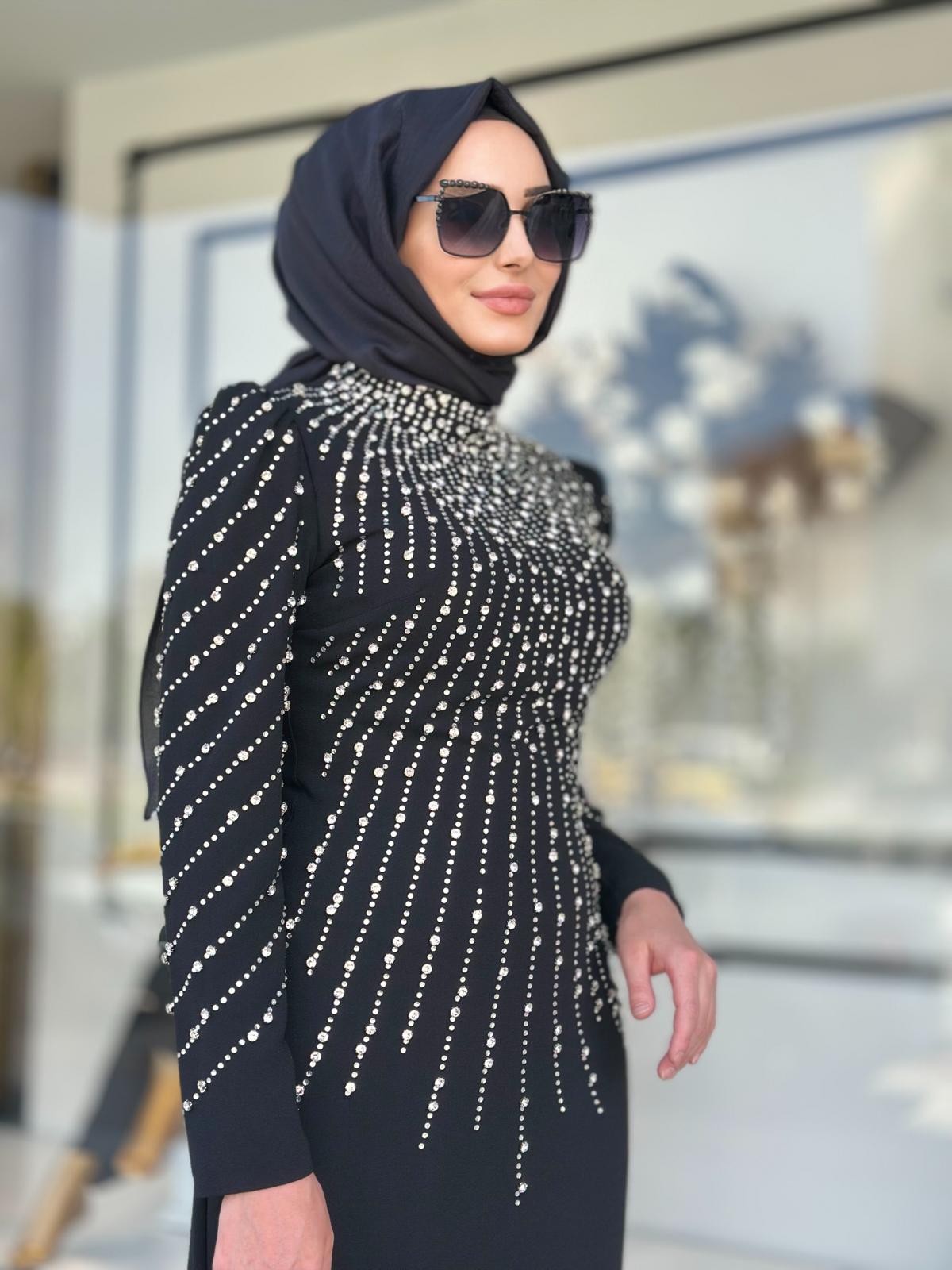 Üstü Ful Taşlı Abiye-Tac 4328