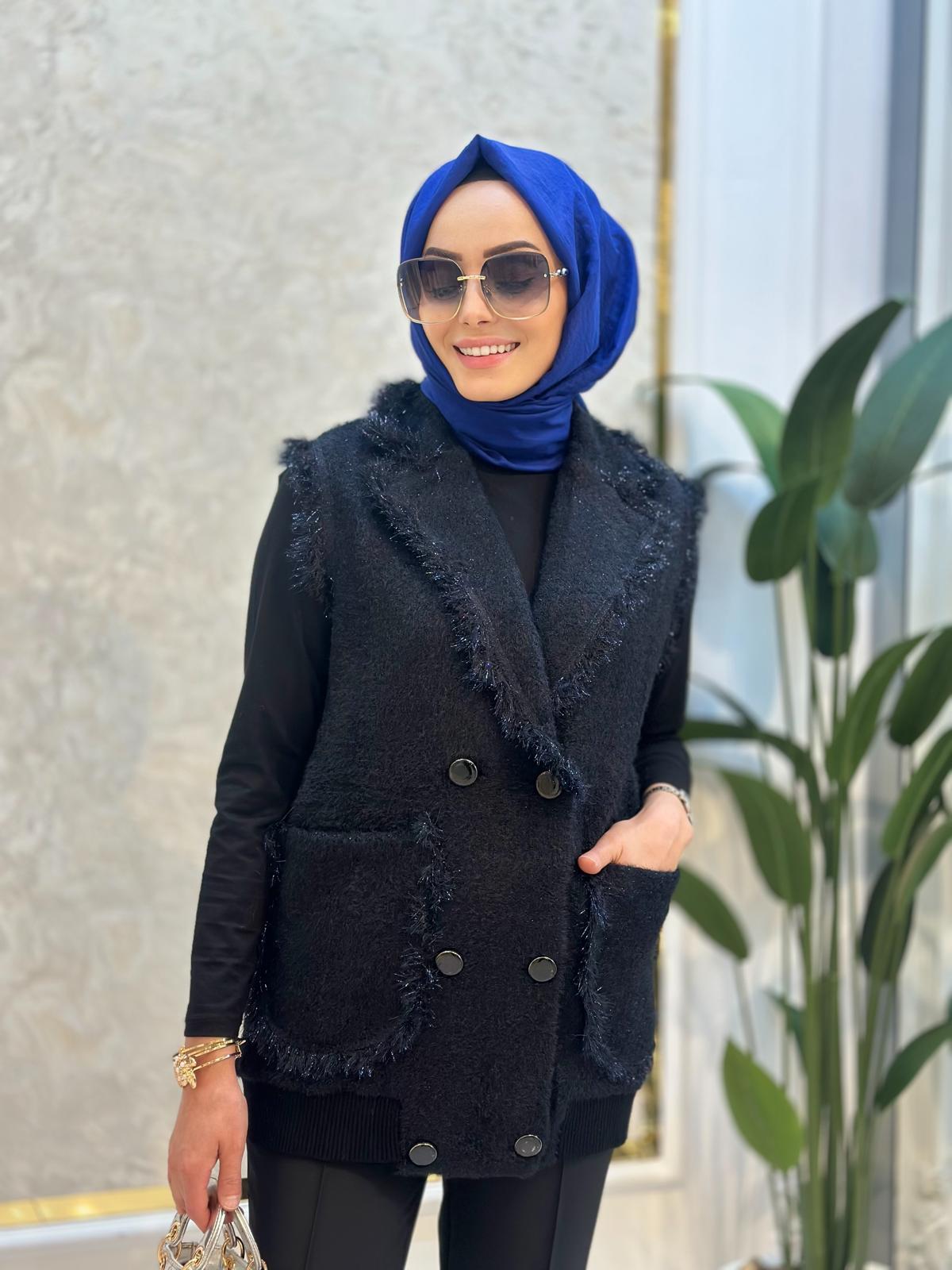 Kruvaze Düğme Det.Yelek-Tac 20763