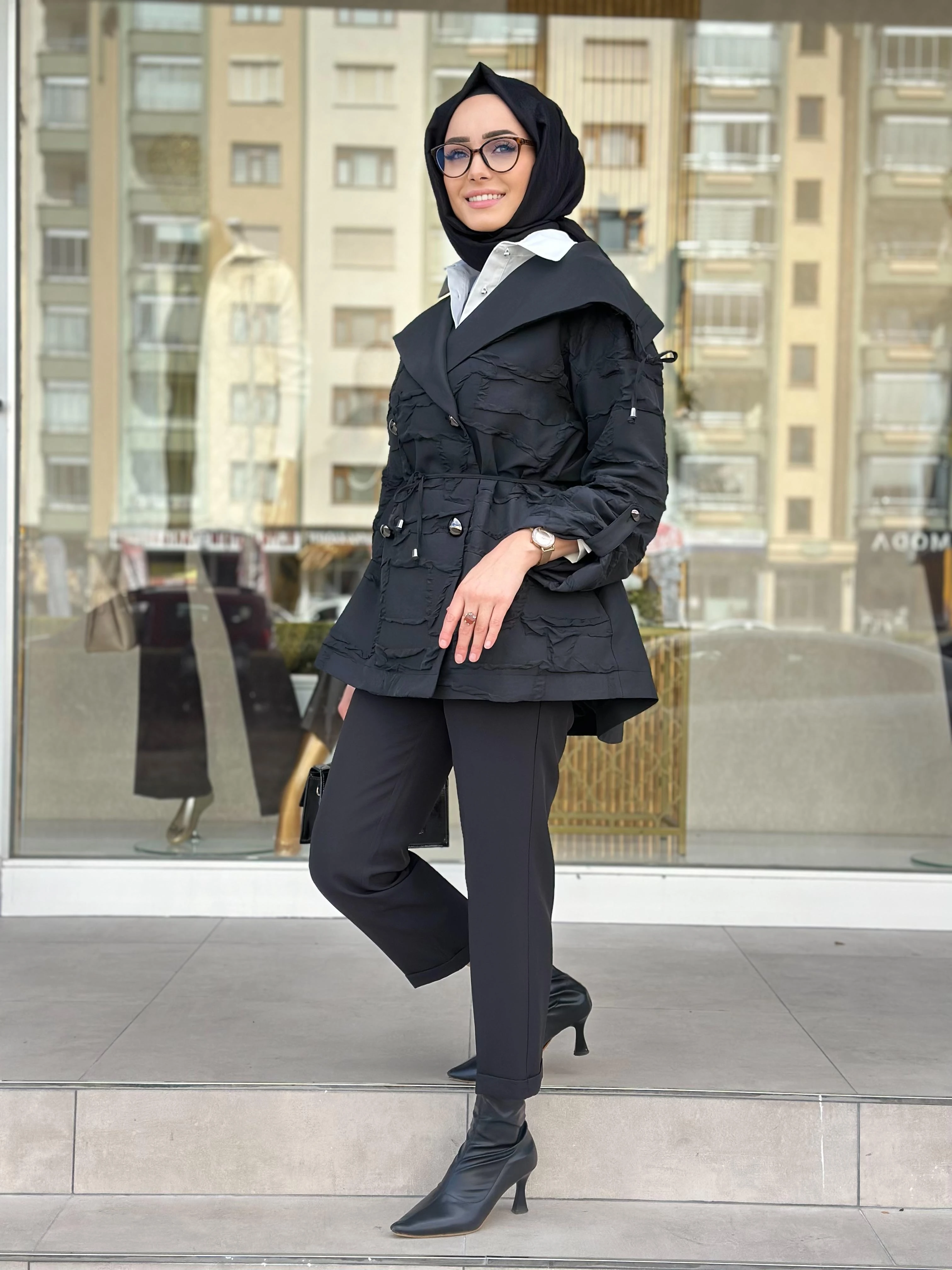 Düğmeli Jakar Ceket-Tac 7971