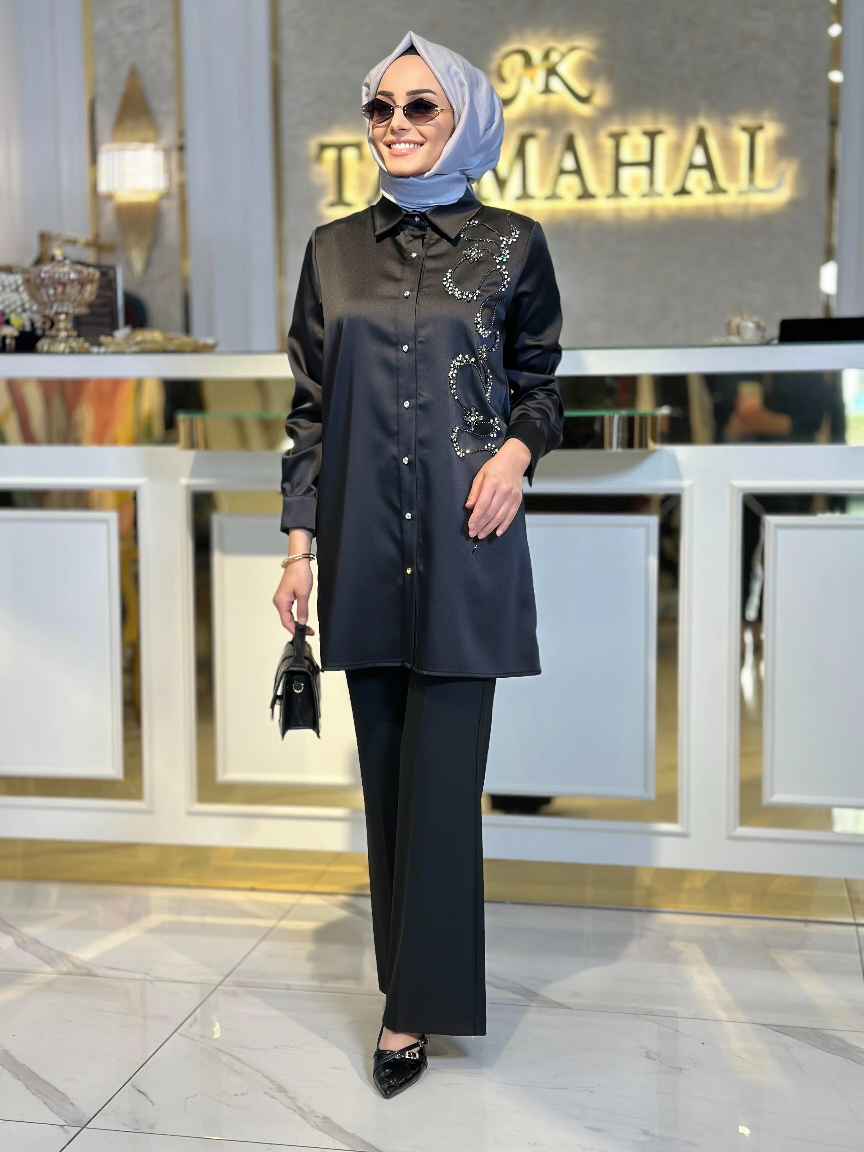 Taş Det. Saten Tunik-Tac 3208