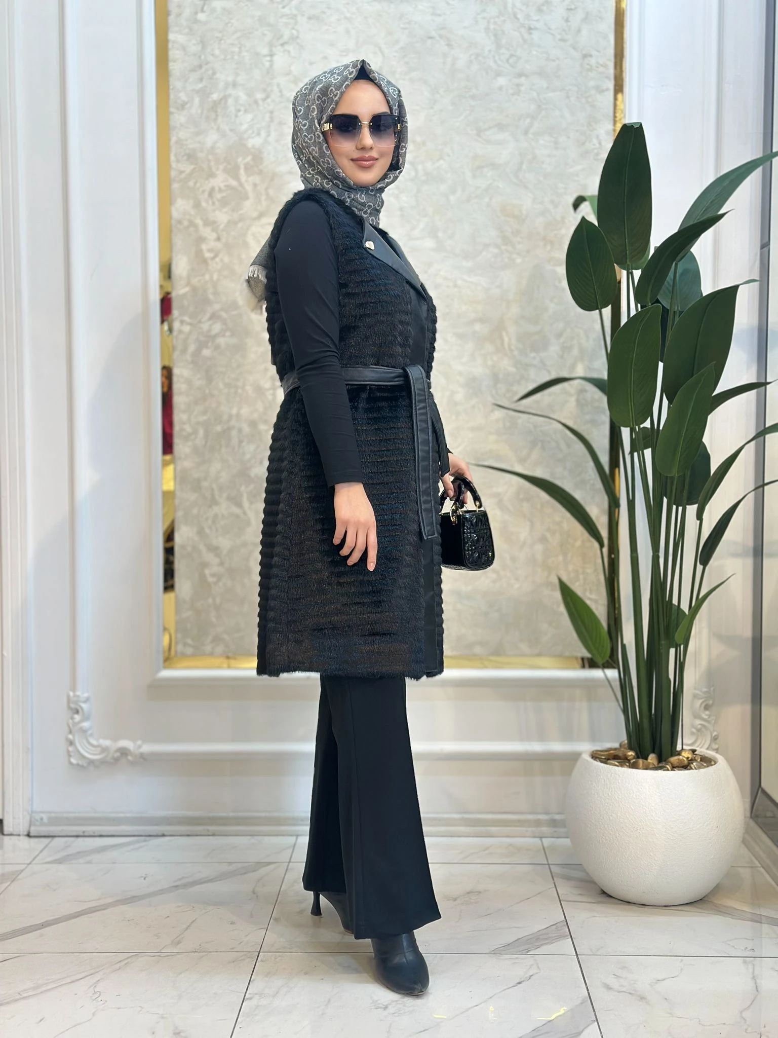 Angora Uzun Yelek-Tac 01522