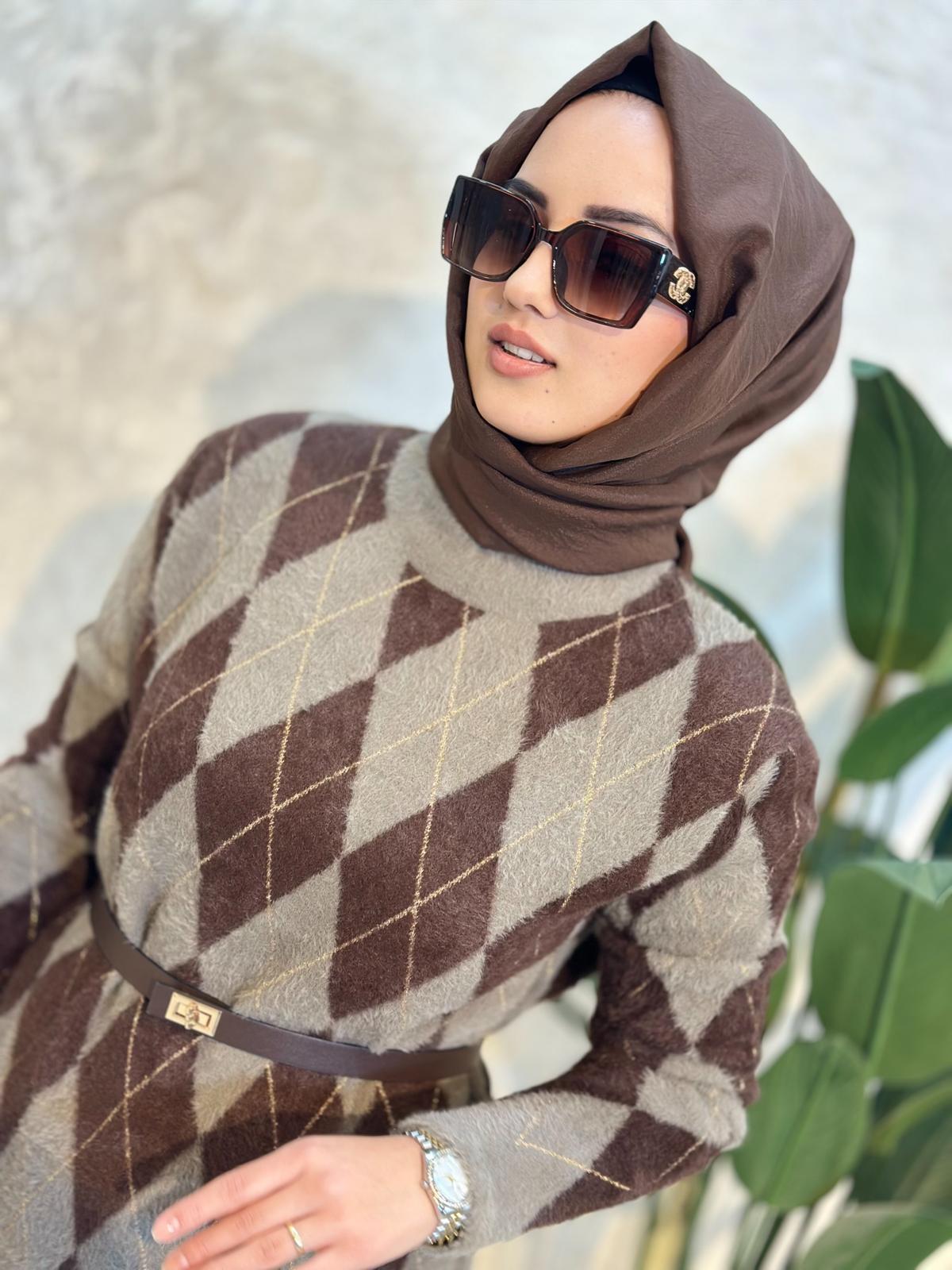 Simli Baklava Desen Angora Kazak-Tac 140542