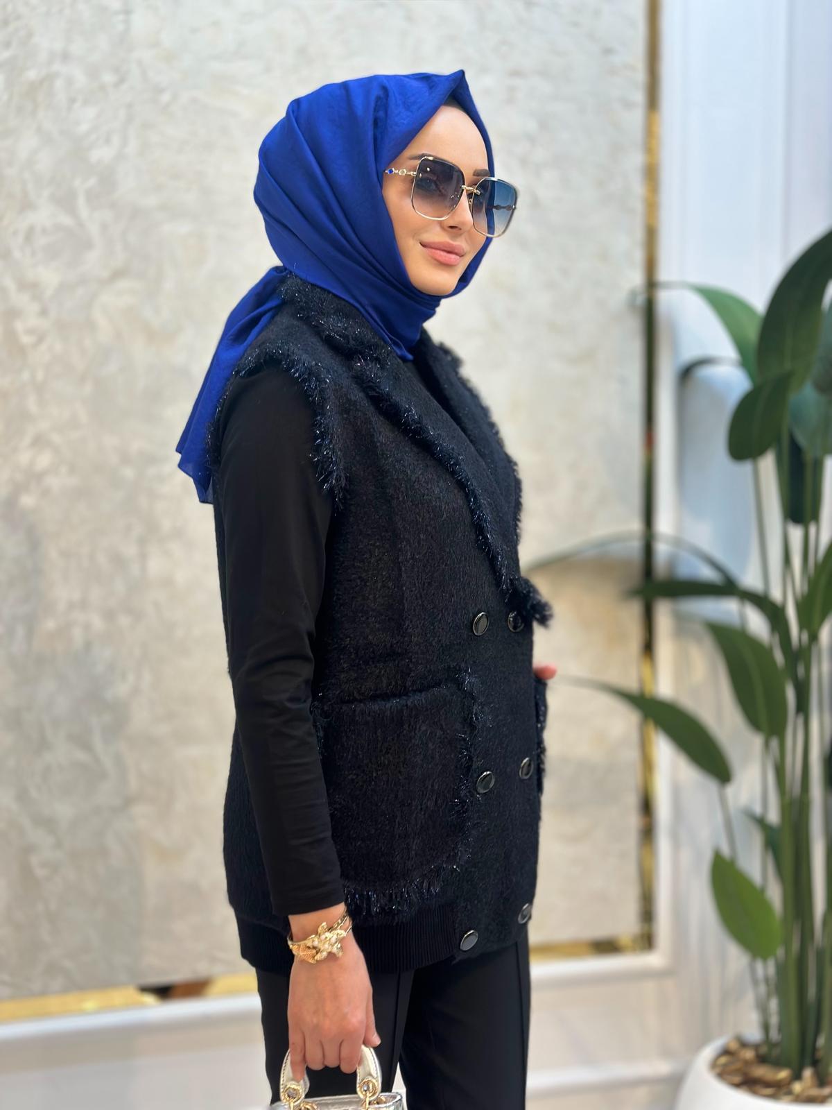 Kruvaze Düğme Det.Yelek-Tac 20763