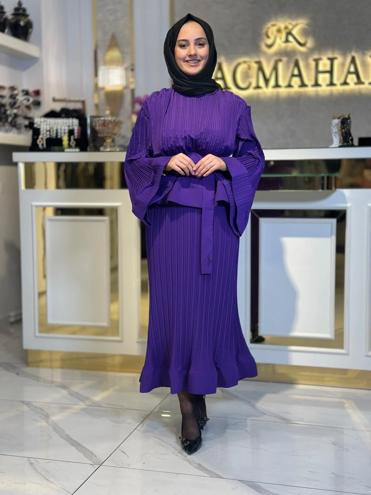 Pliseli Mor İthal Takım-Tac 85251