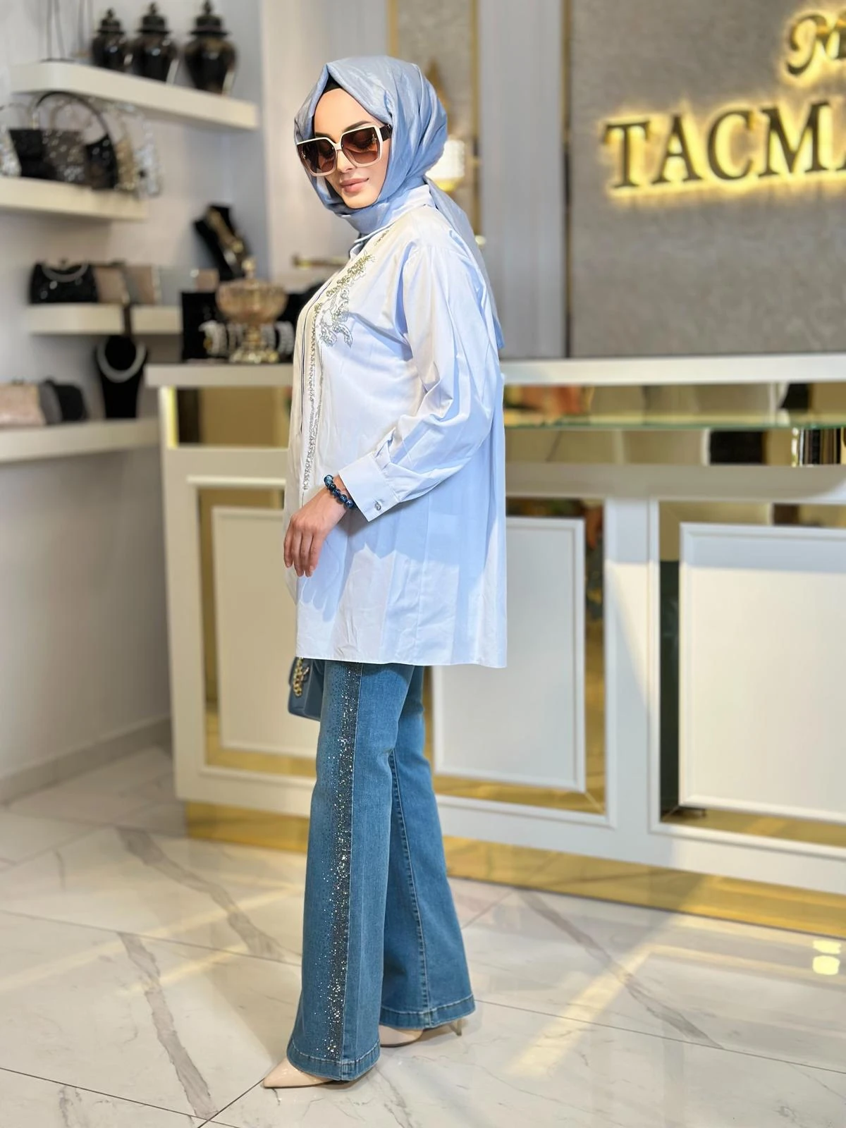 Önü Taşlı Gömlek-Tac 8706