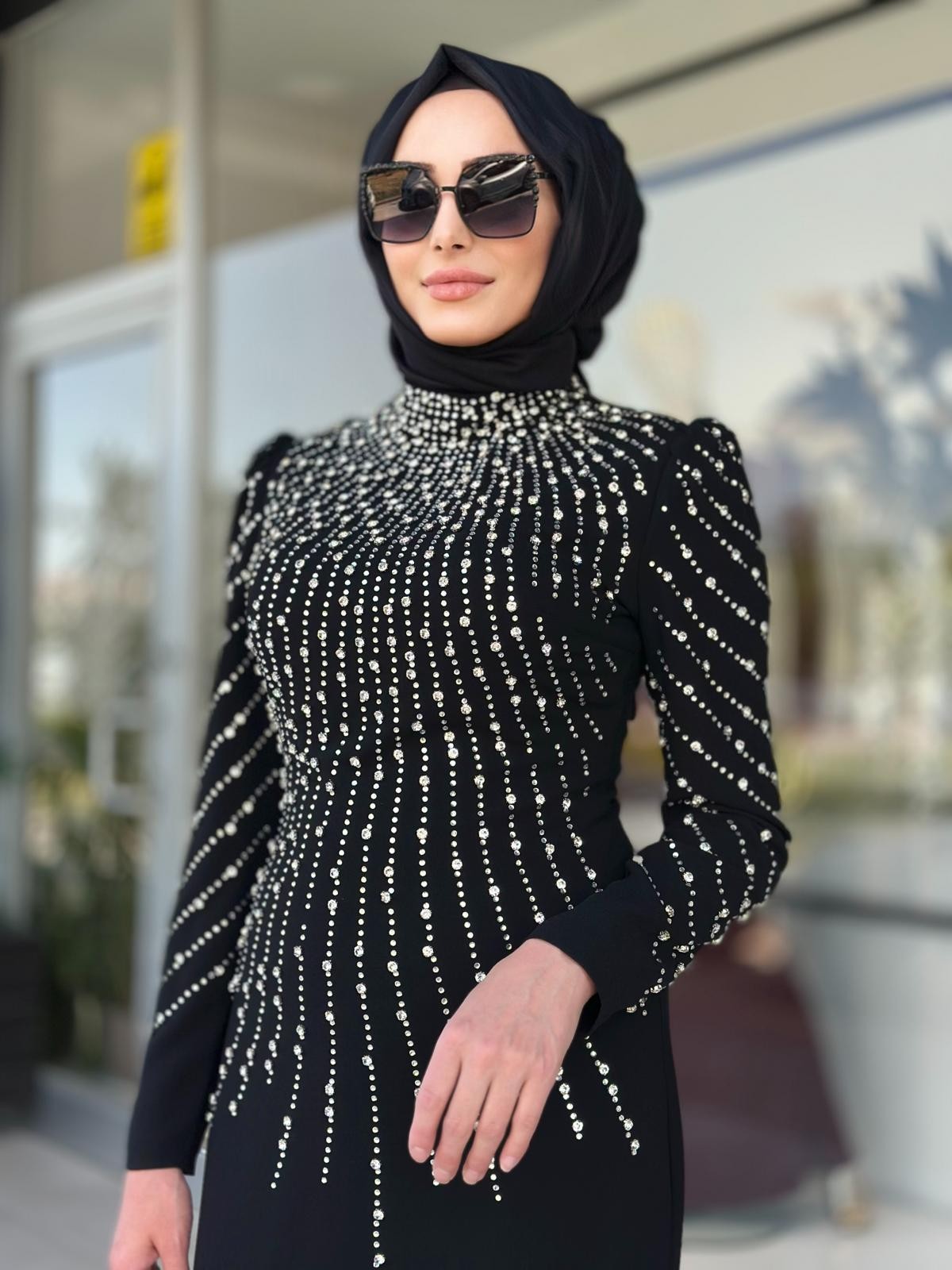 Üstü Ful Taşlı Abiye-Tac 4328