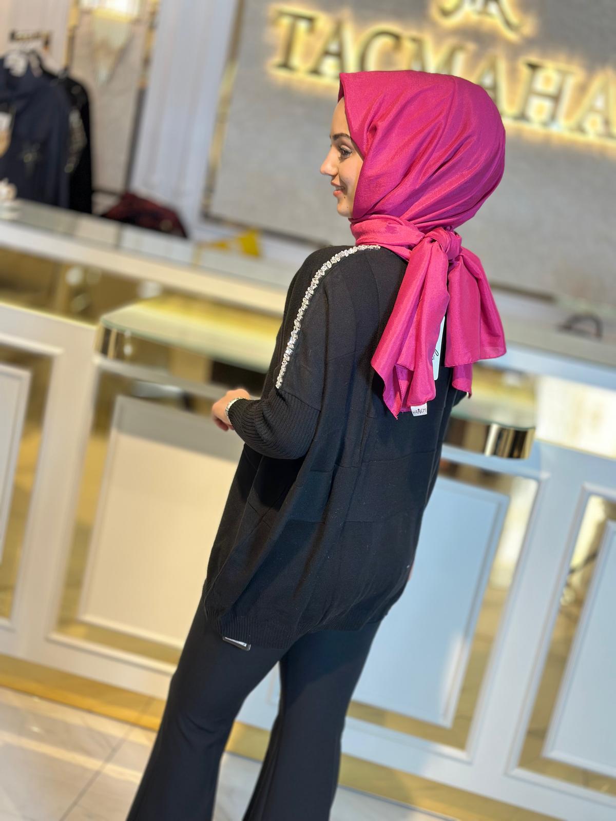 Taşlı Yarasa Kollu Triko Tunik-Tac 21737