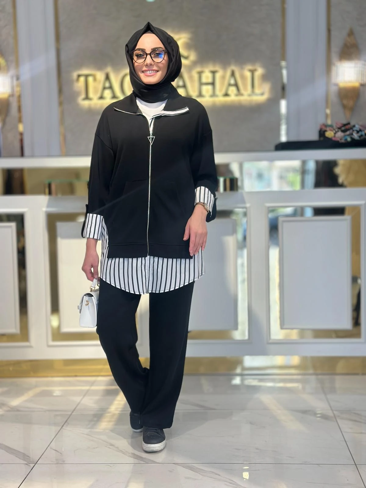 Çizgili Oysho Takım-Tac 120222 - SİYAH