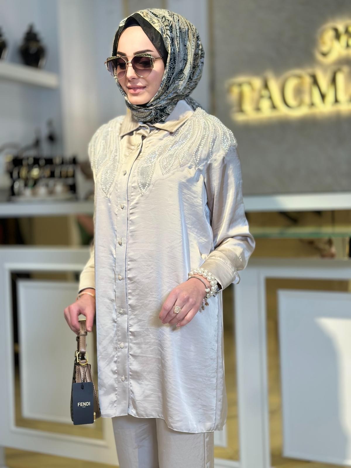 İşlemeli Tunik-Tac 3155