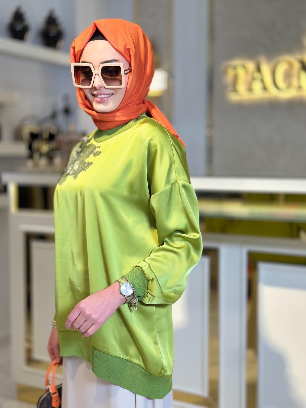 Çiçek Taş Baskılı Tunik-Tac 1860