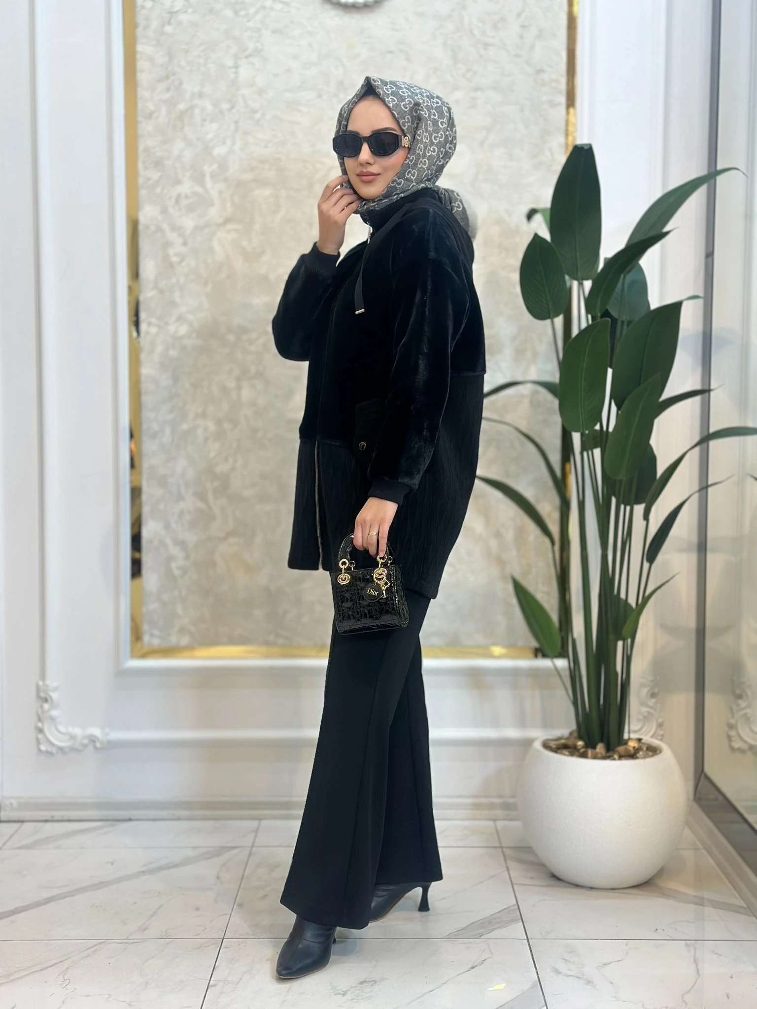 Kürk Des.Kadife Kombinli Kaban-Tac 6013