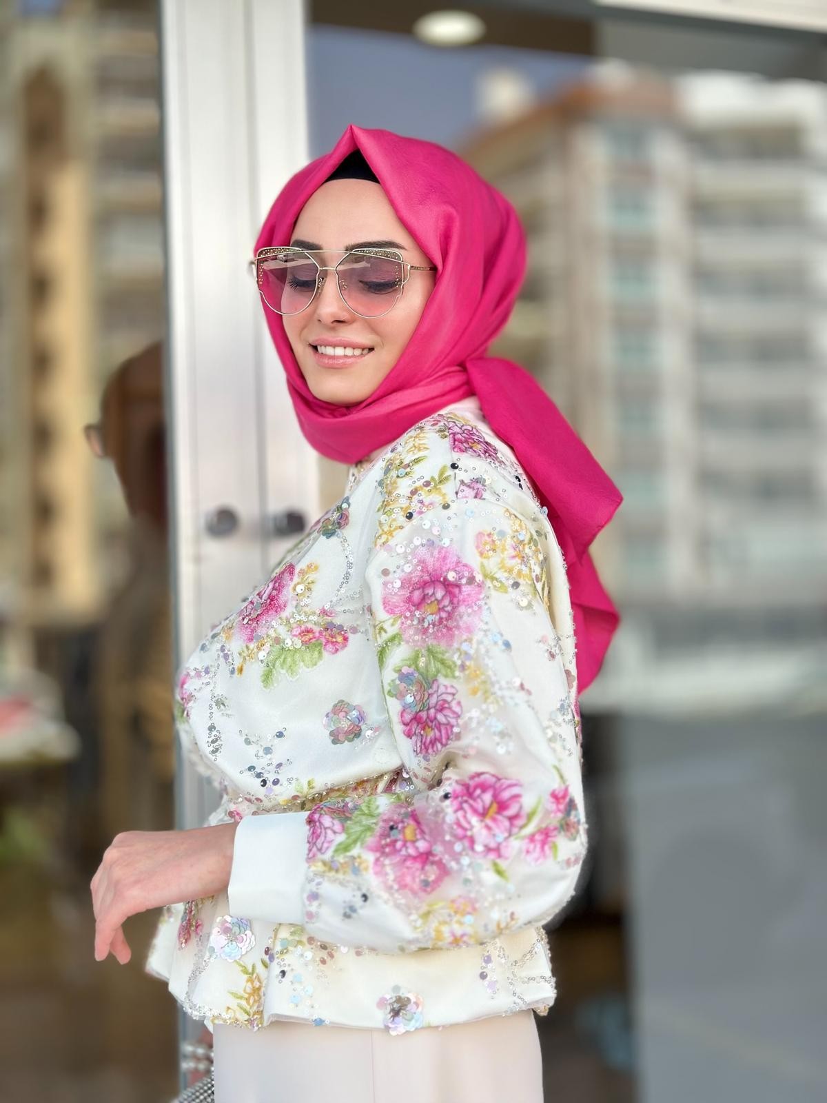 Çiçekli Bomber Ceket-Tac 8041