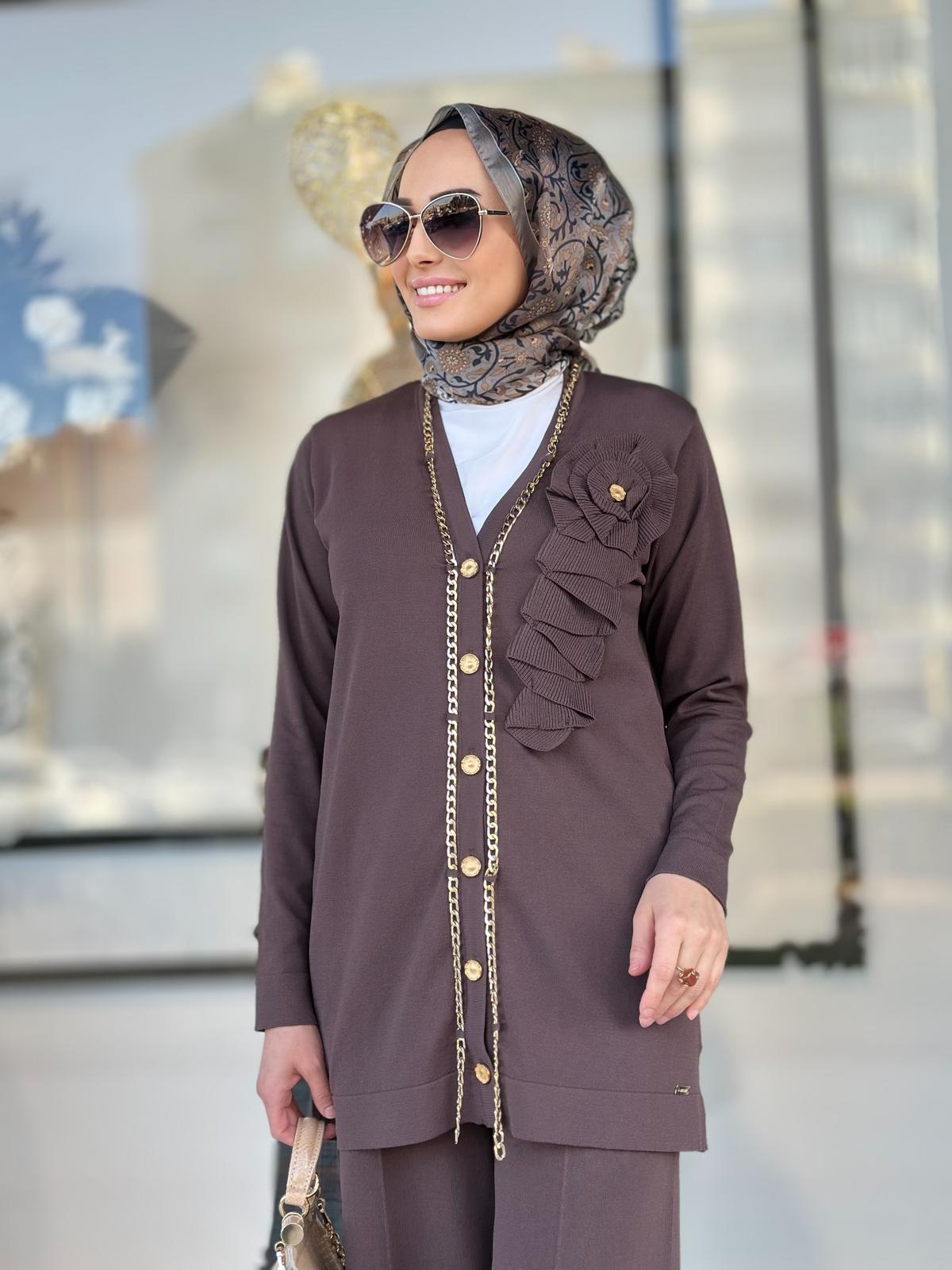 Gül Ve Zincir Det.Hırka-Tac 3089 - KAHVERENGİ