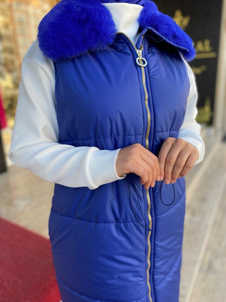 Tac0Y4256 Kürklü Kapitone Yelek
