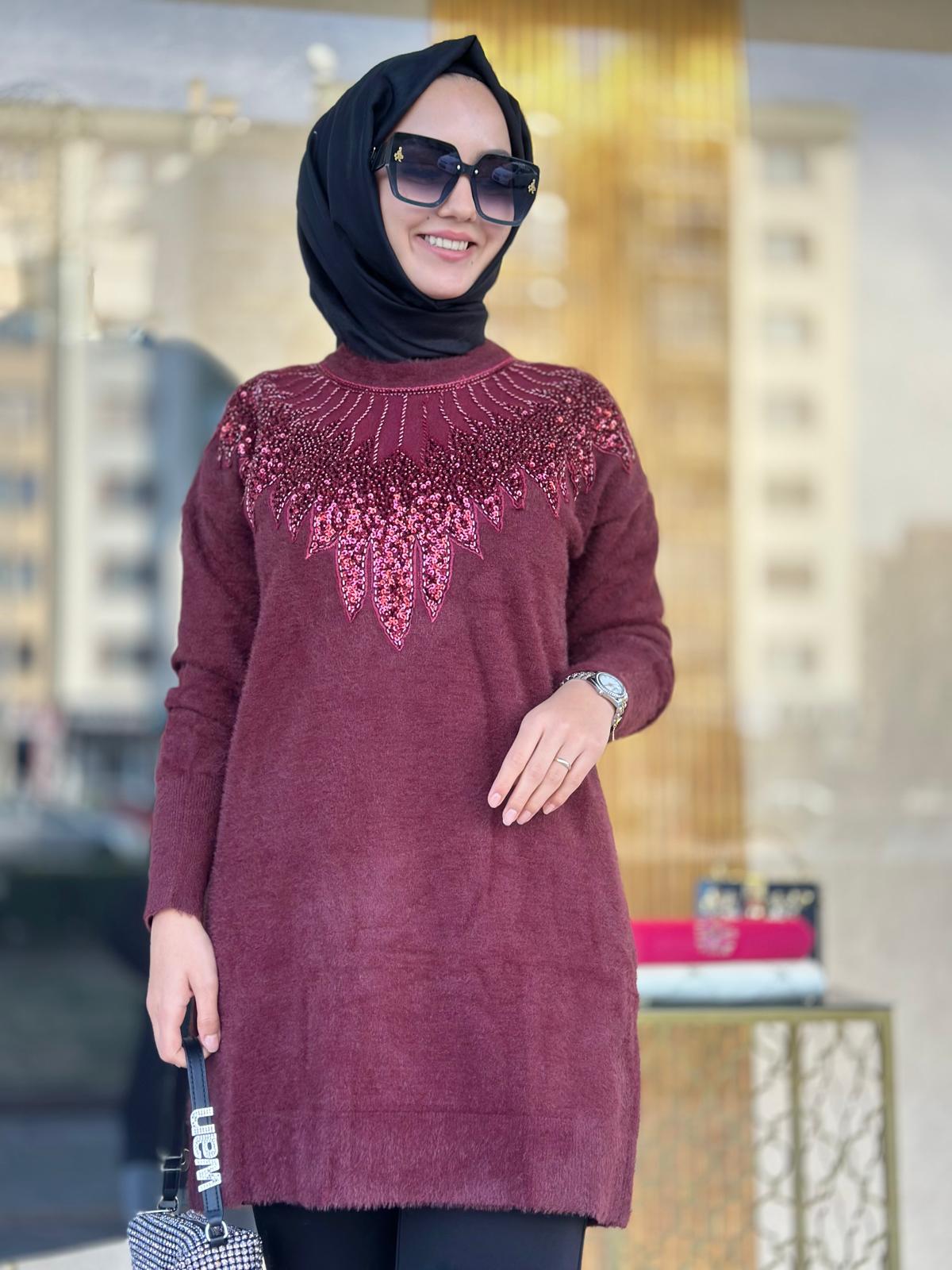 Boncuk Det.Angora Kazak-Tac 140384 - BORDO