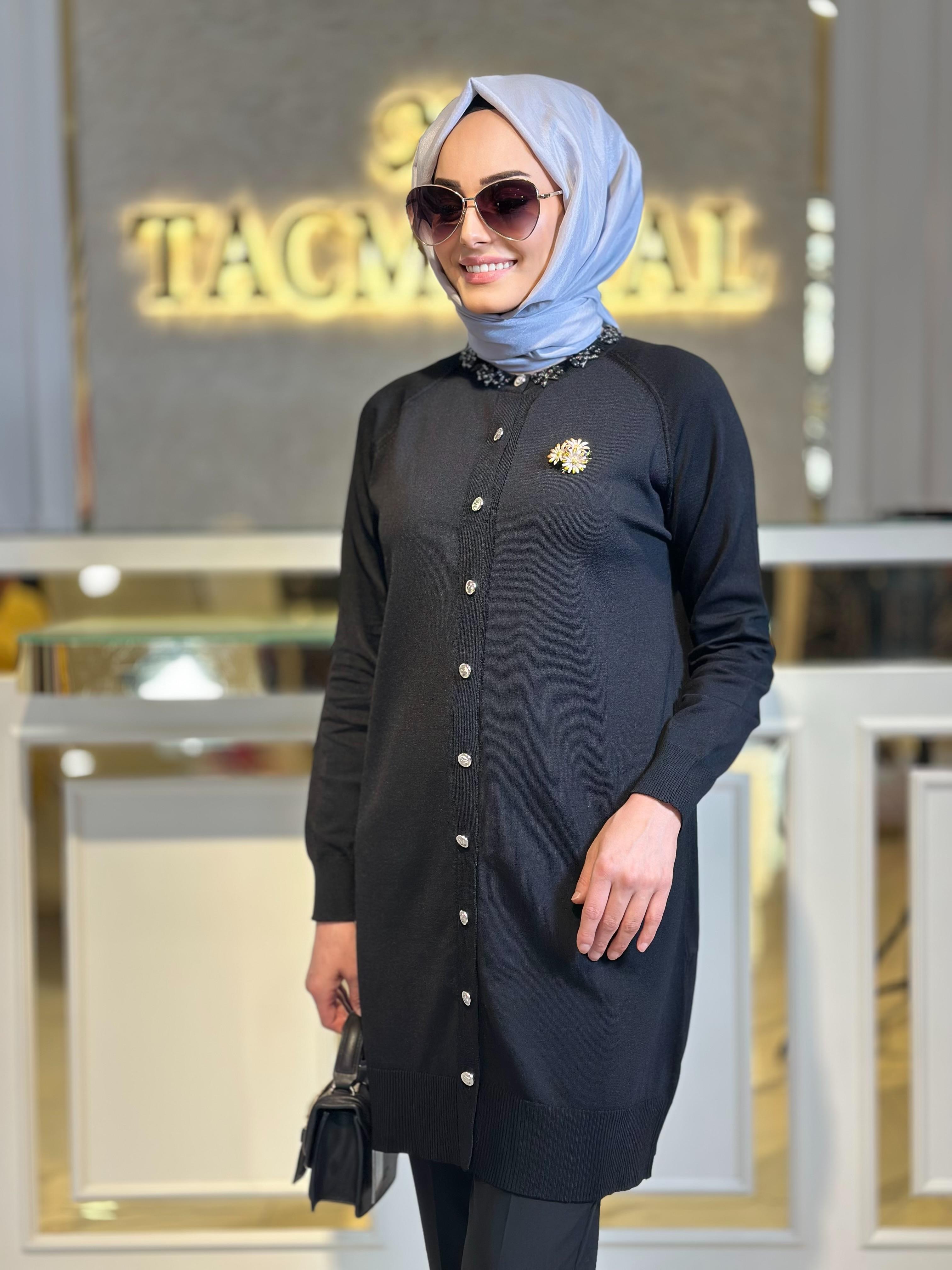 Nuss Taş Yakalı Hırka-Tac 300T