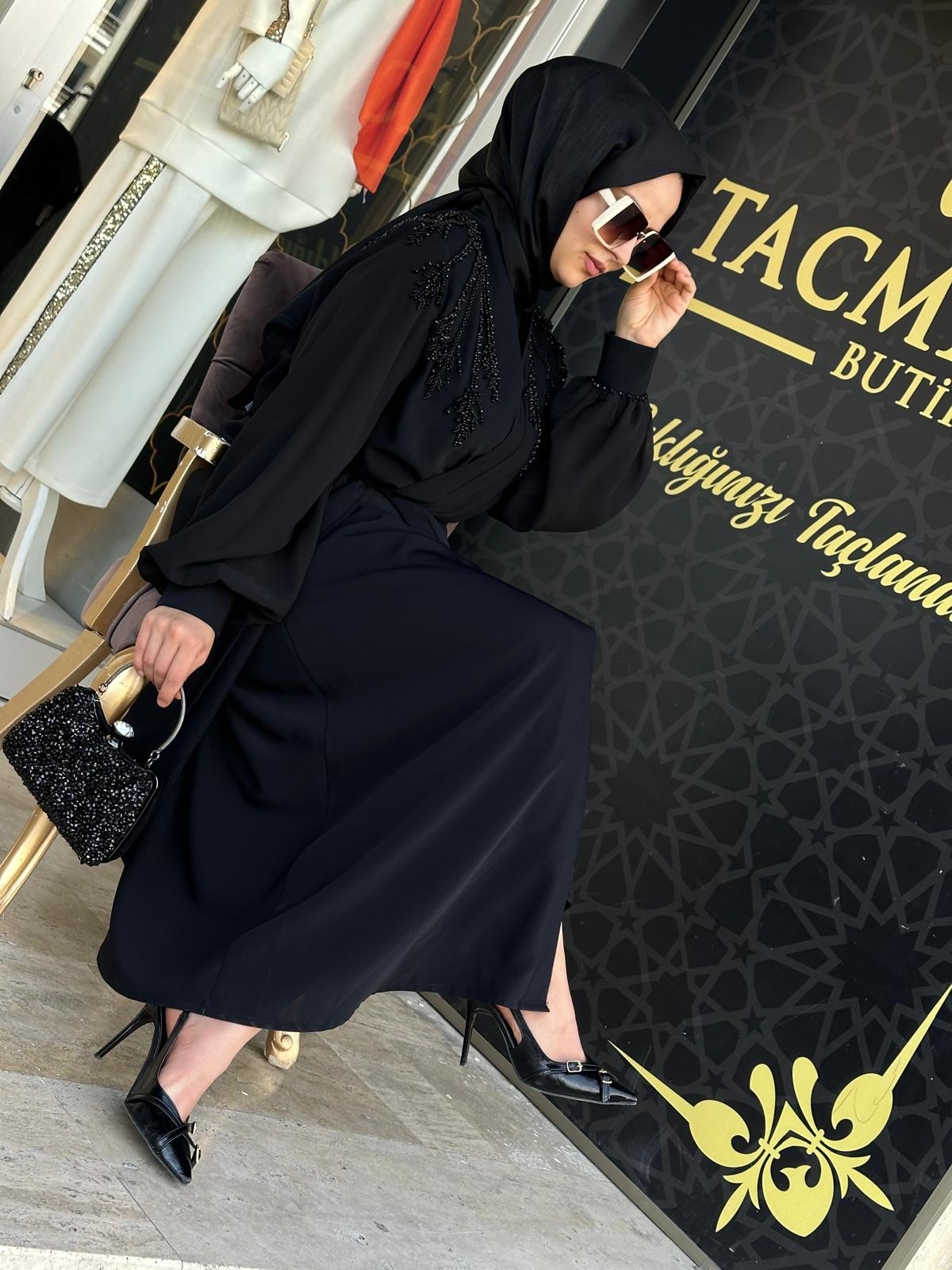 Kolu Şifon Abaya- Tac 8523