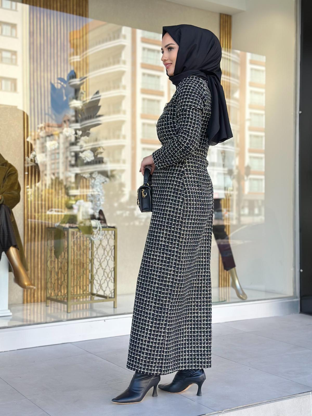 Kareli Tüvit Elbise-Tac 54001