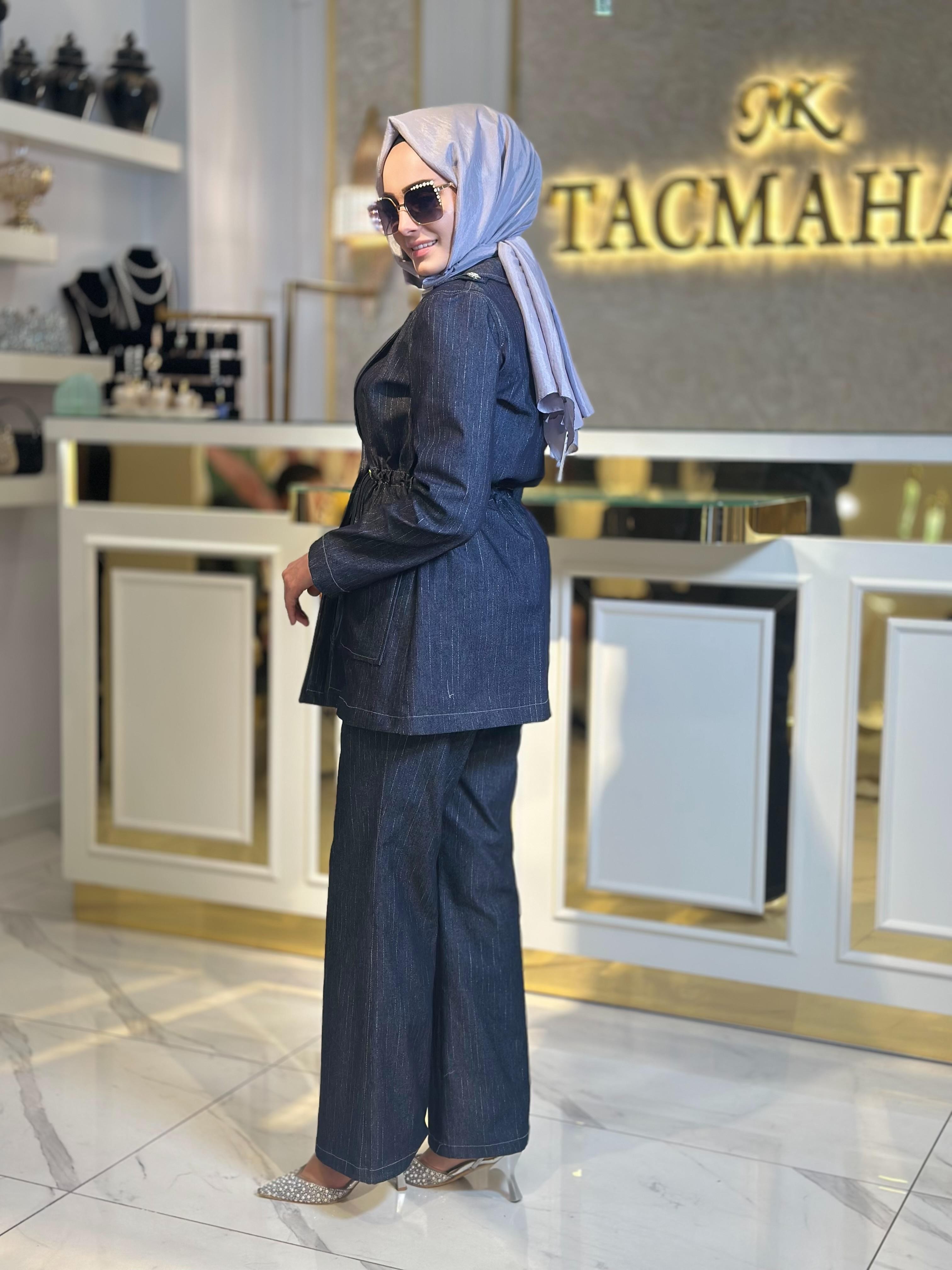 Çizgili Kot Takım-Tac 25008