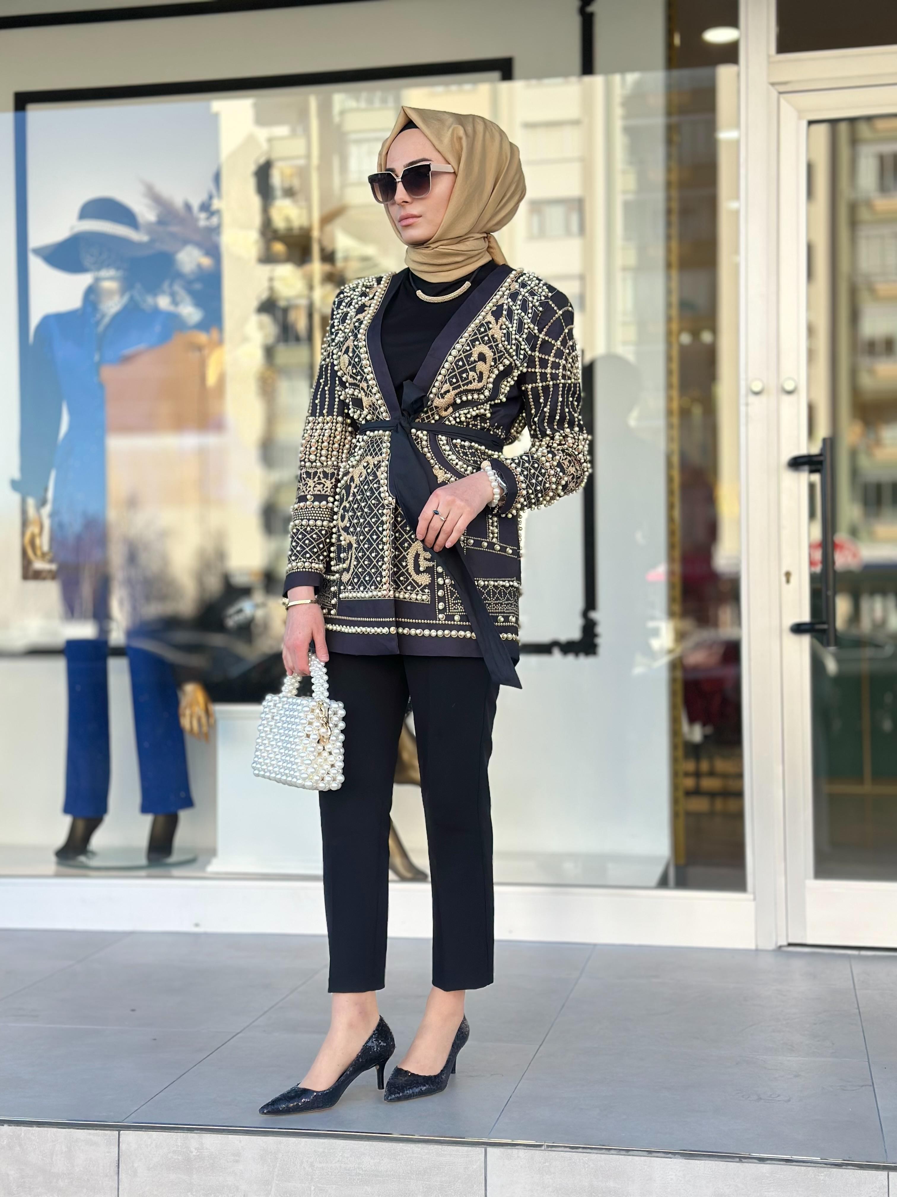 İthal İncili Blazer Ceket-Tac 9992
