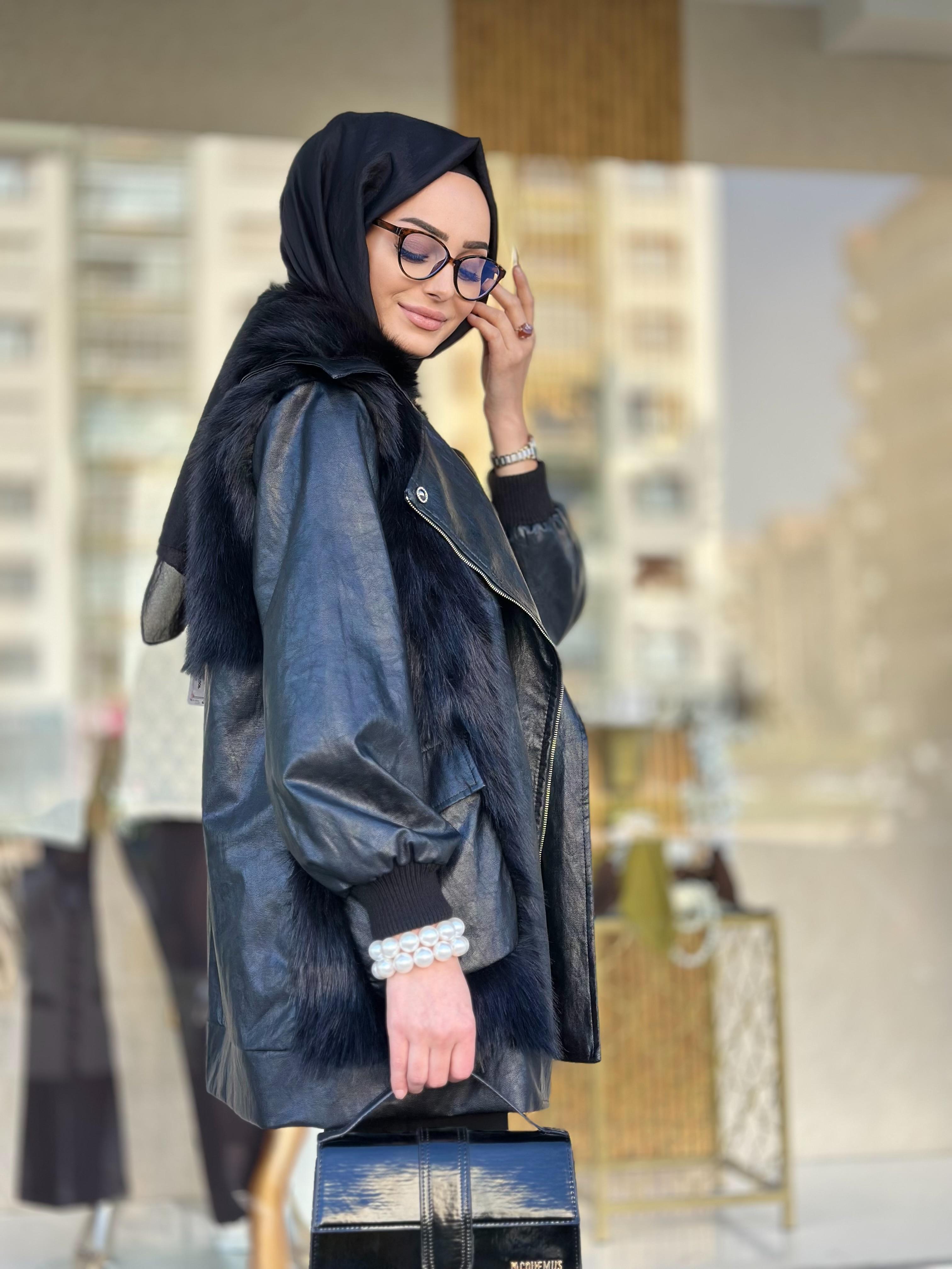 Kürklü Derili Kaban-Tac 7932