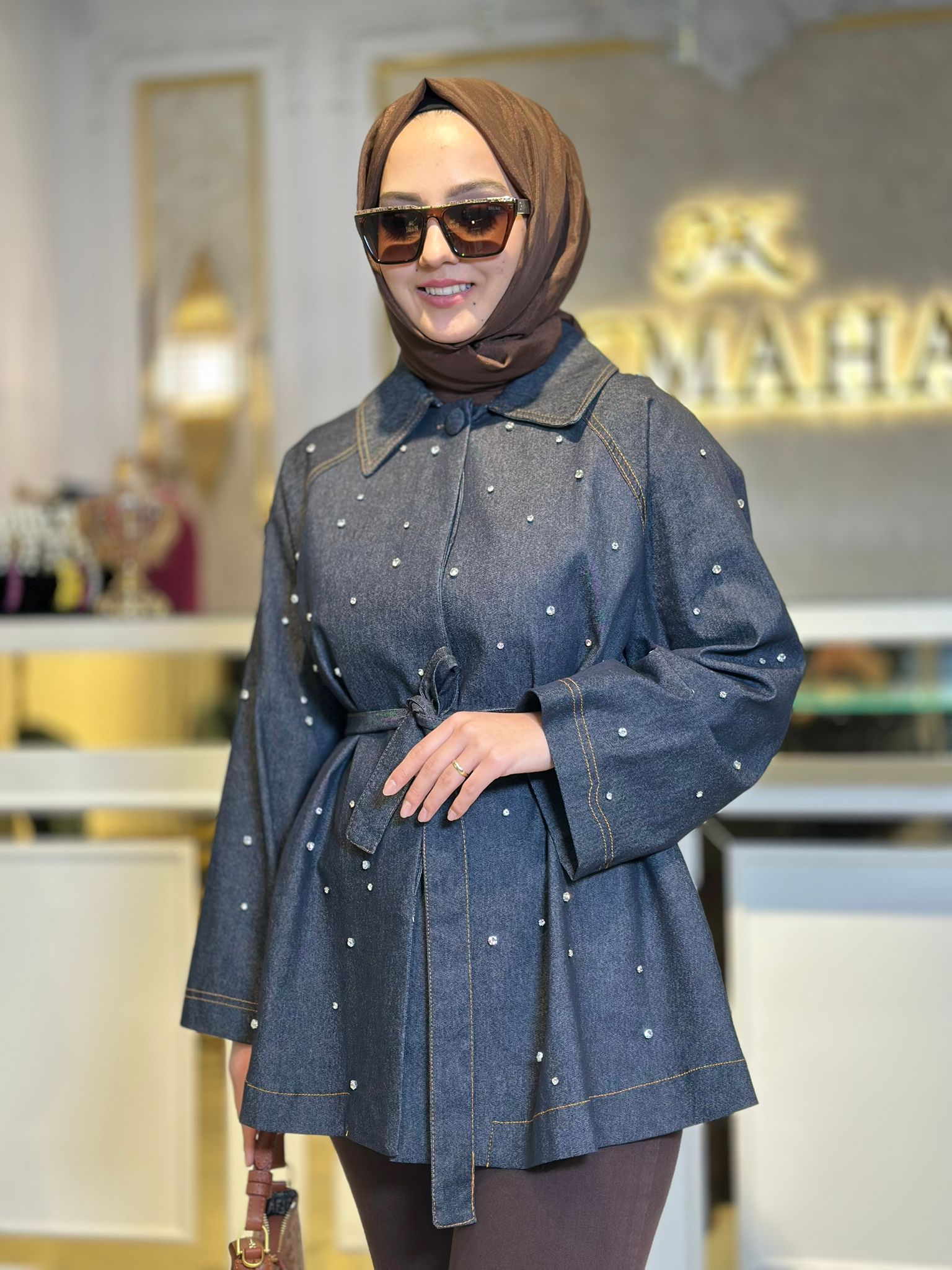 Taşlı Kot Ceket-Tac 9330