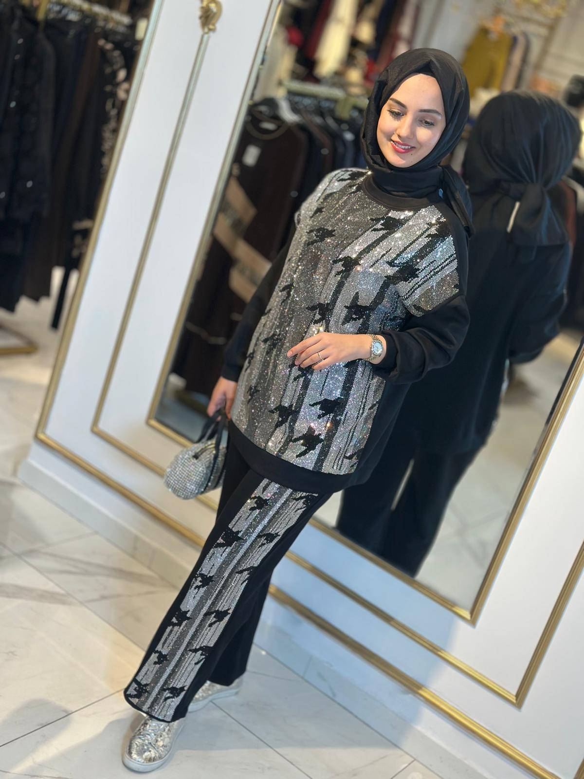 Taşlı Pant Takım-Tac 8158