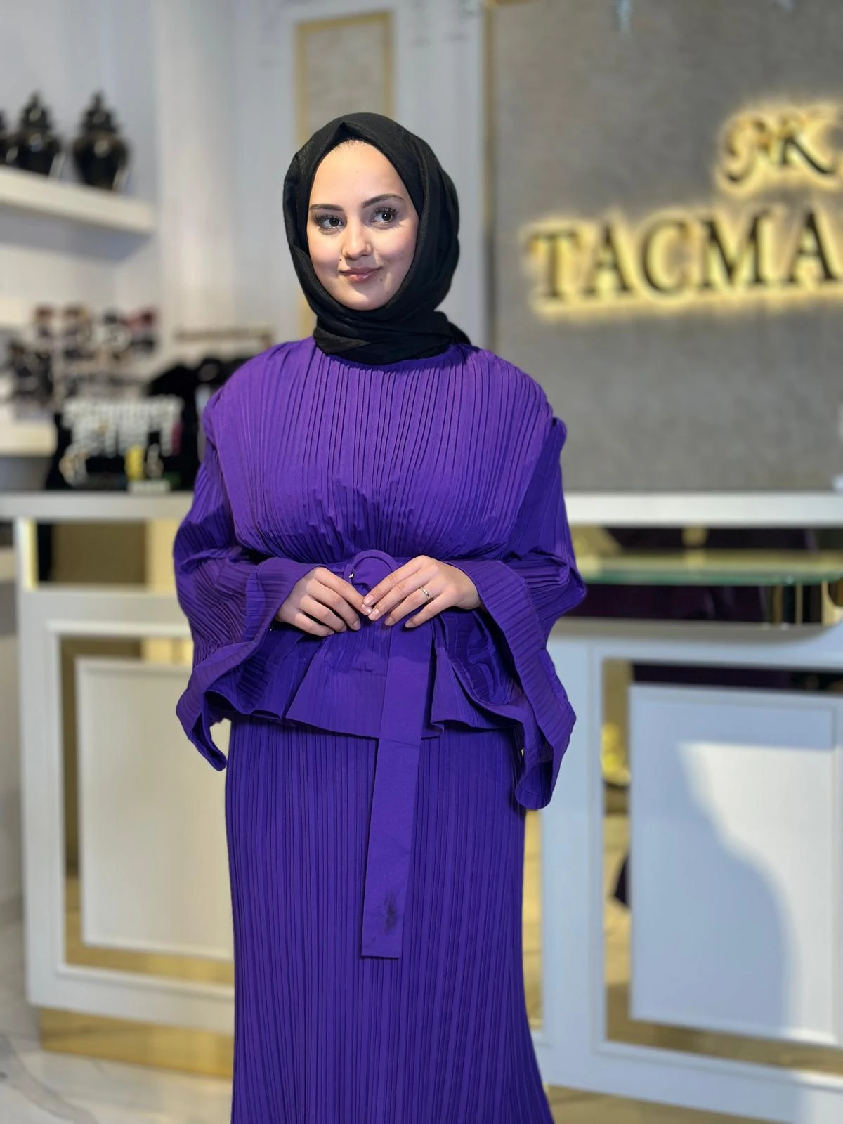 Pliseli Mor İthal Takım-Tac 85251