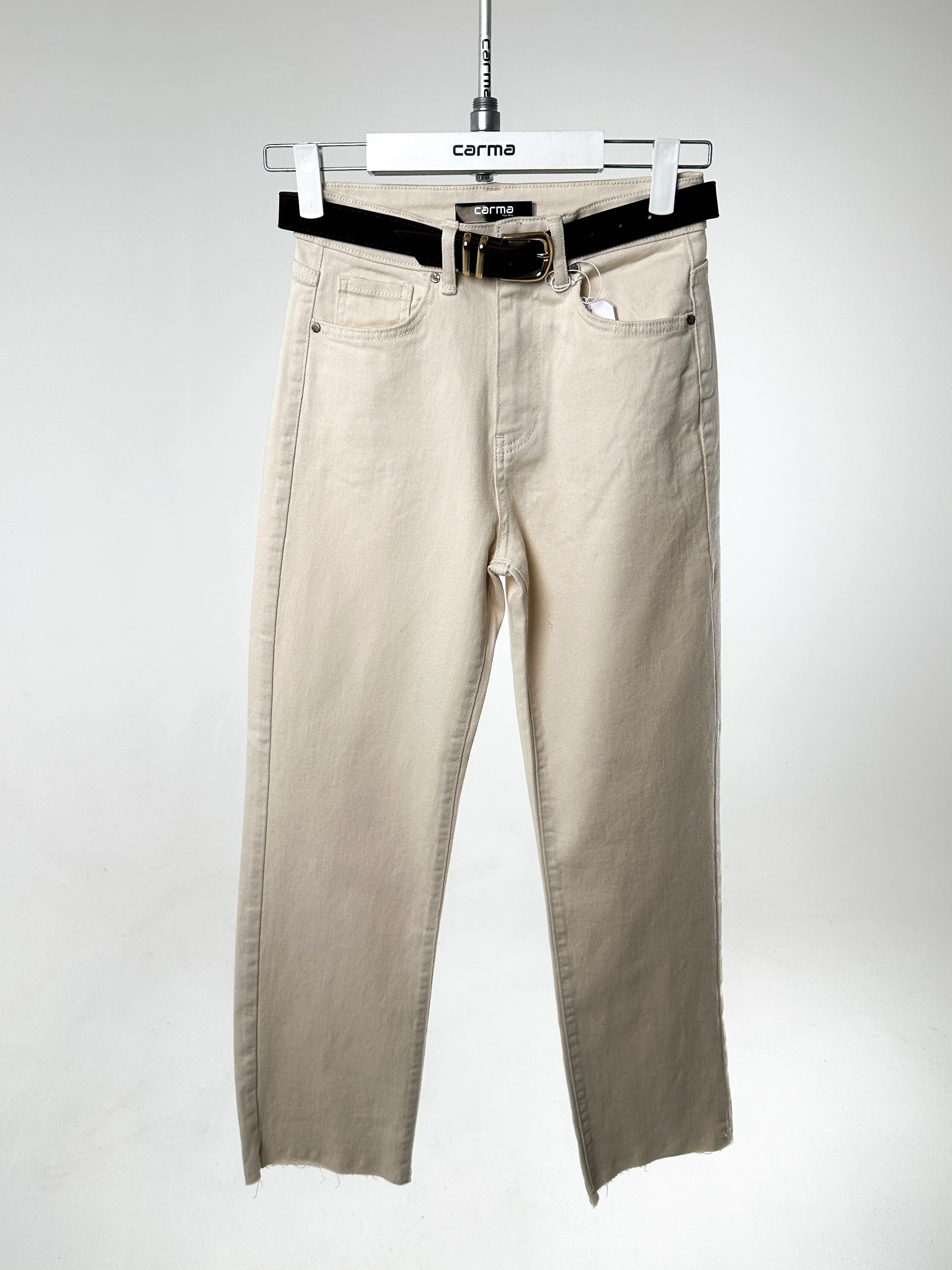 Kesik Paça Jean - bej