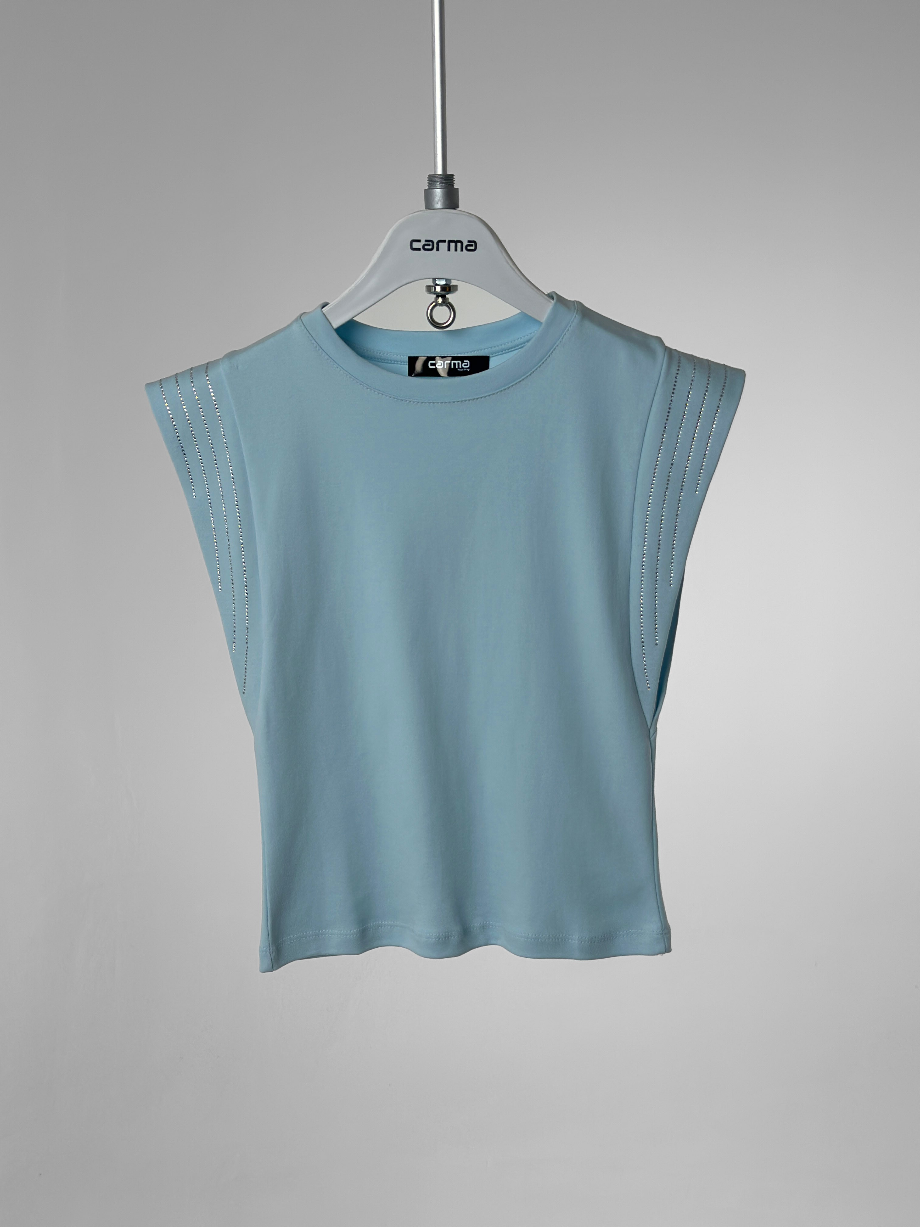 Omuz Taş detaylı T-Shirt - bebe mavi